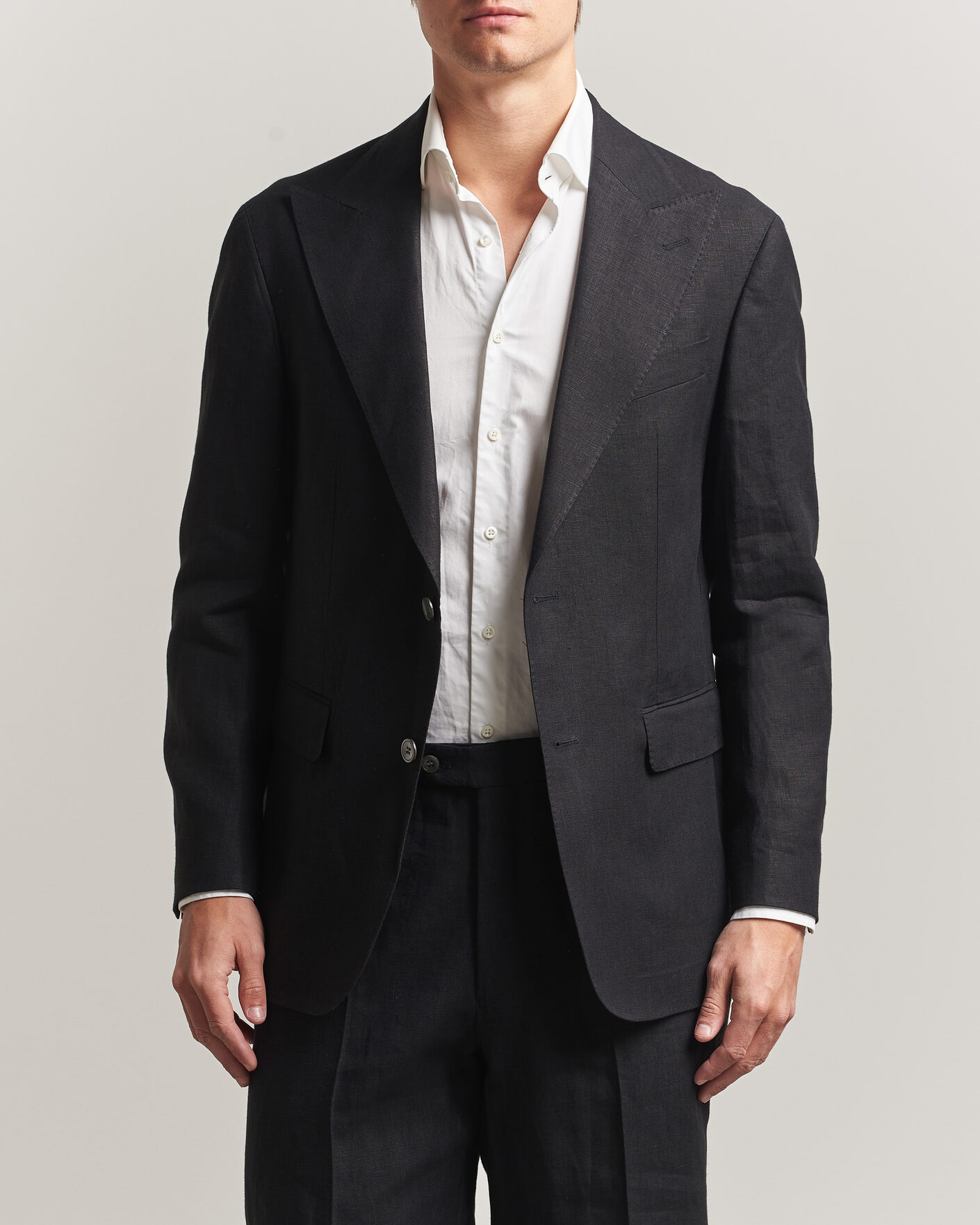 Homme | Blazers | Oscar Jacobson | Rufus Soft Linen Blazer Black