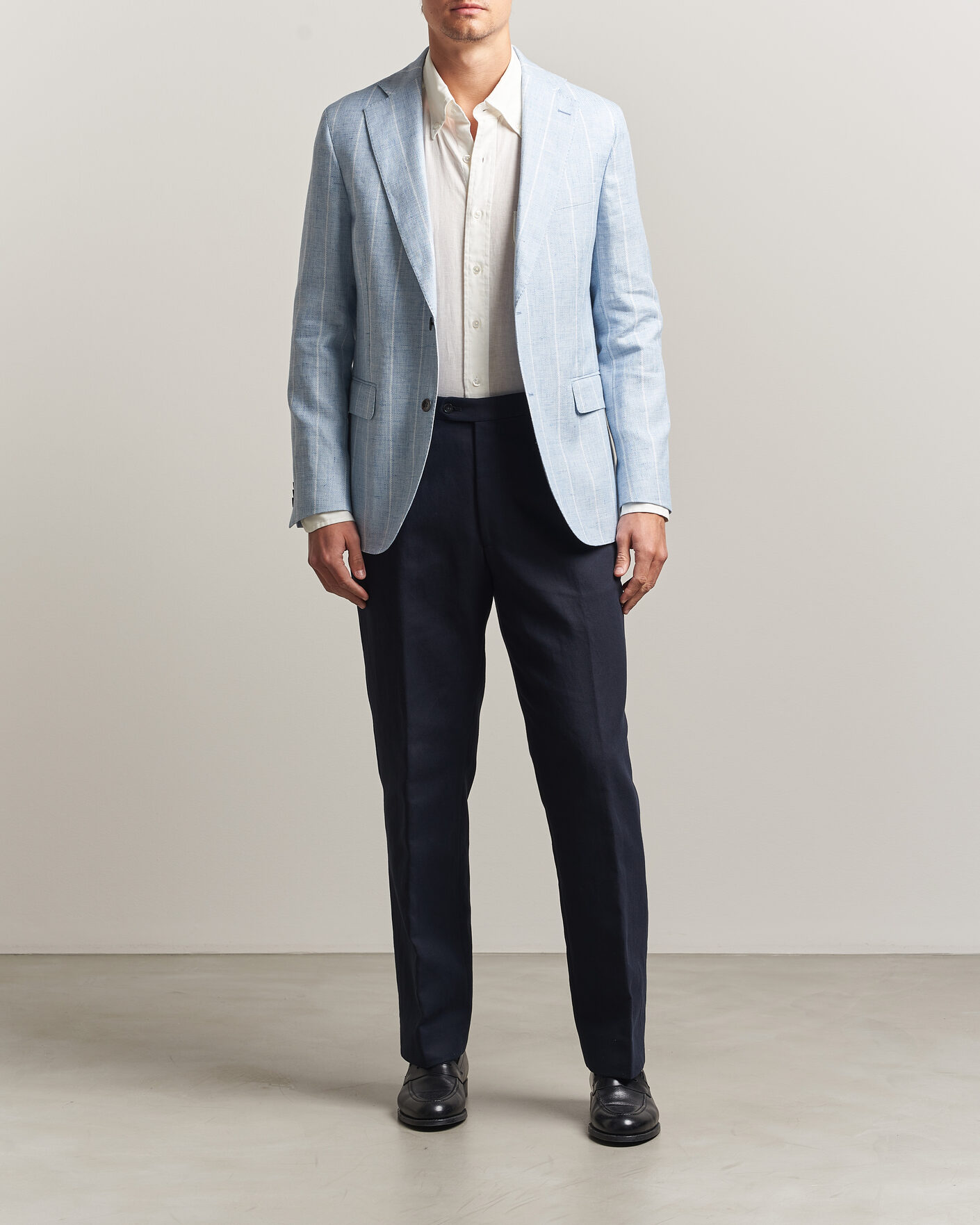 Heren | Blazers | Oscar Jacobson | Ferry Soft Linen/Cotton Blazer Light Blue