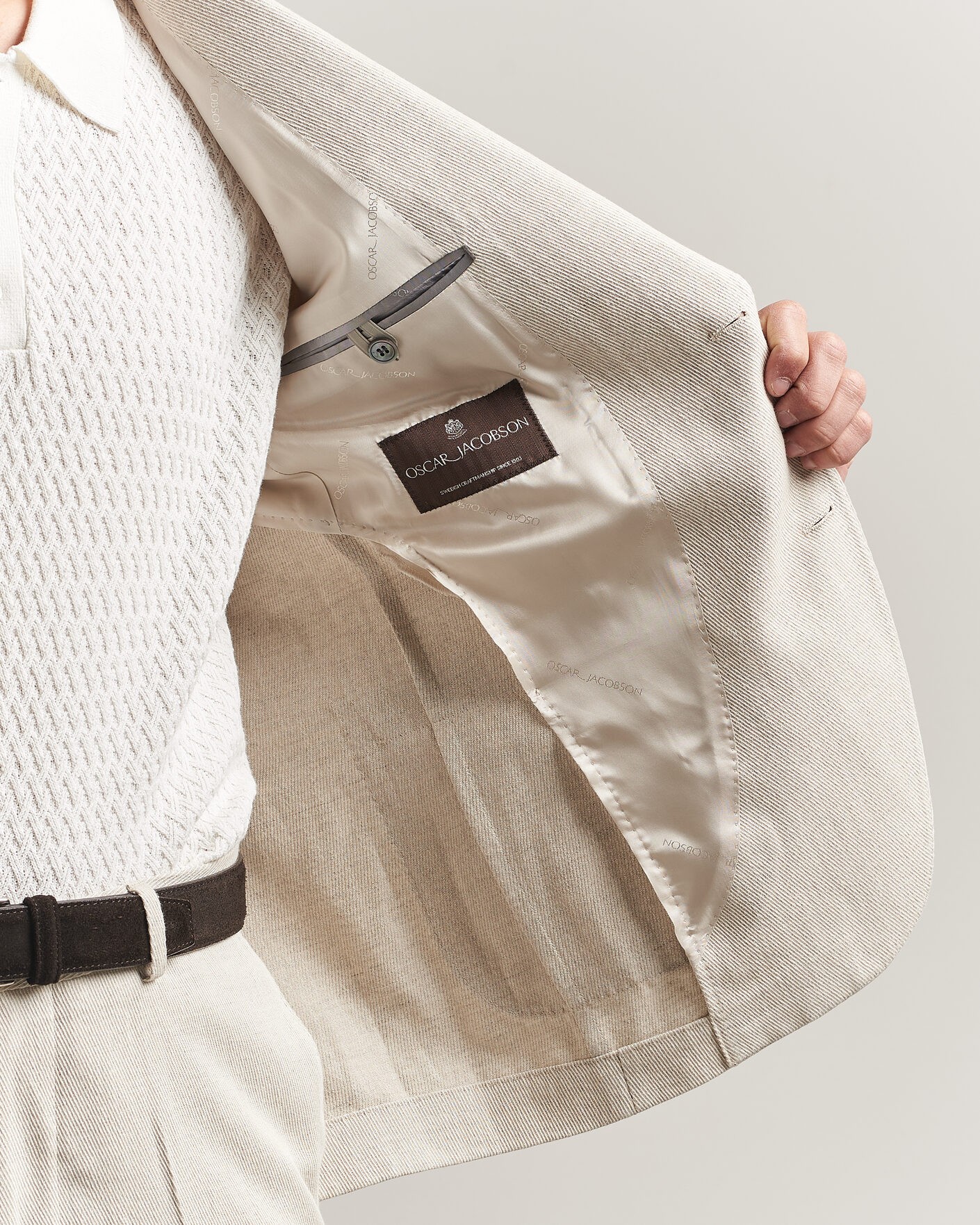 Heren | Blazers | Oscar Jacobson | Ferry Patch Cotton/Linen Blazer Off White