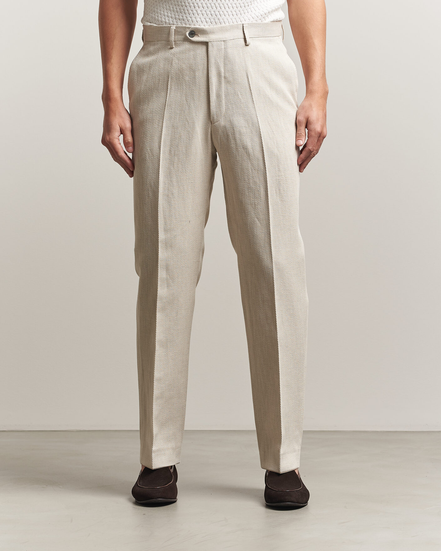 Homme | Pantalons | Oscar Jacobson | Dell Cotton/Linen Trousers Off White