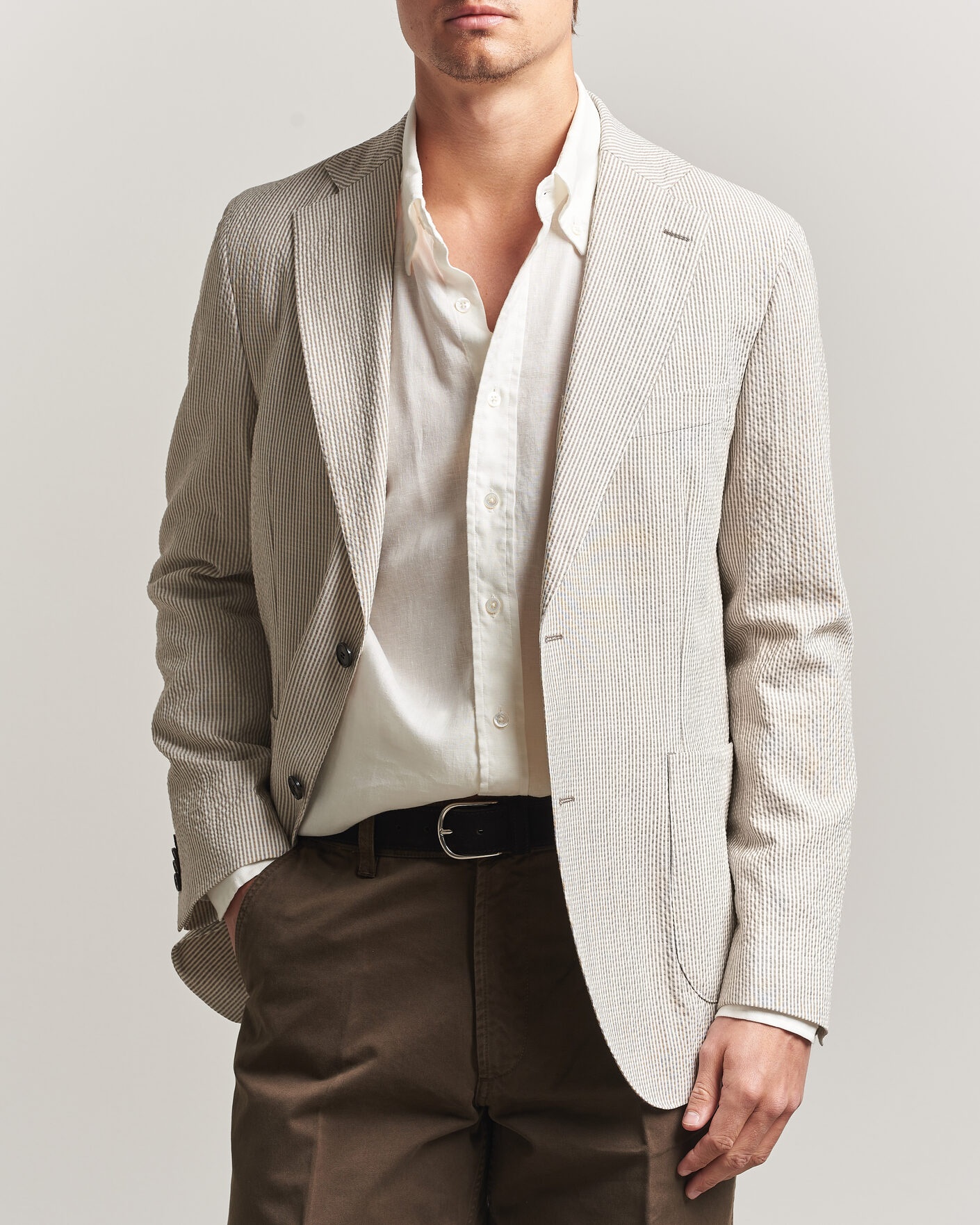 Homme | Blazers | Oscar Jacobson | Ferry Patch Soft Blazer Brindle Beige