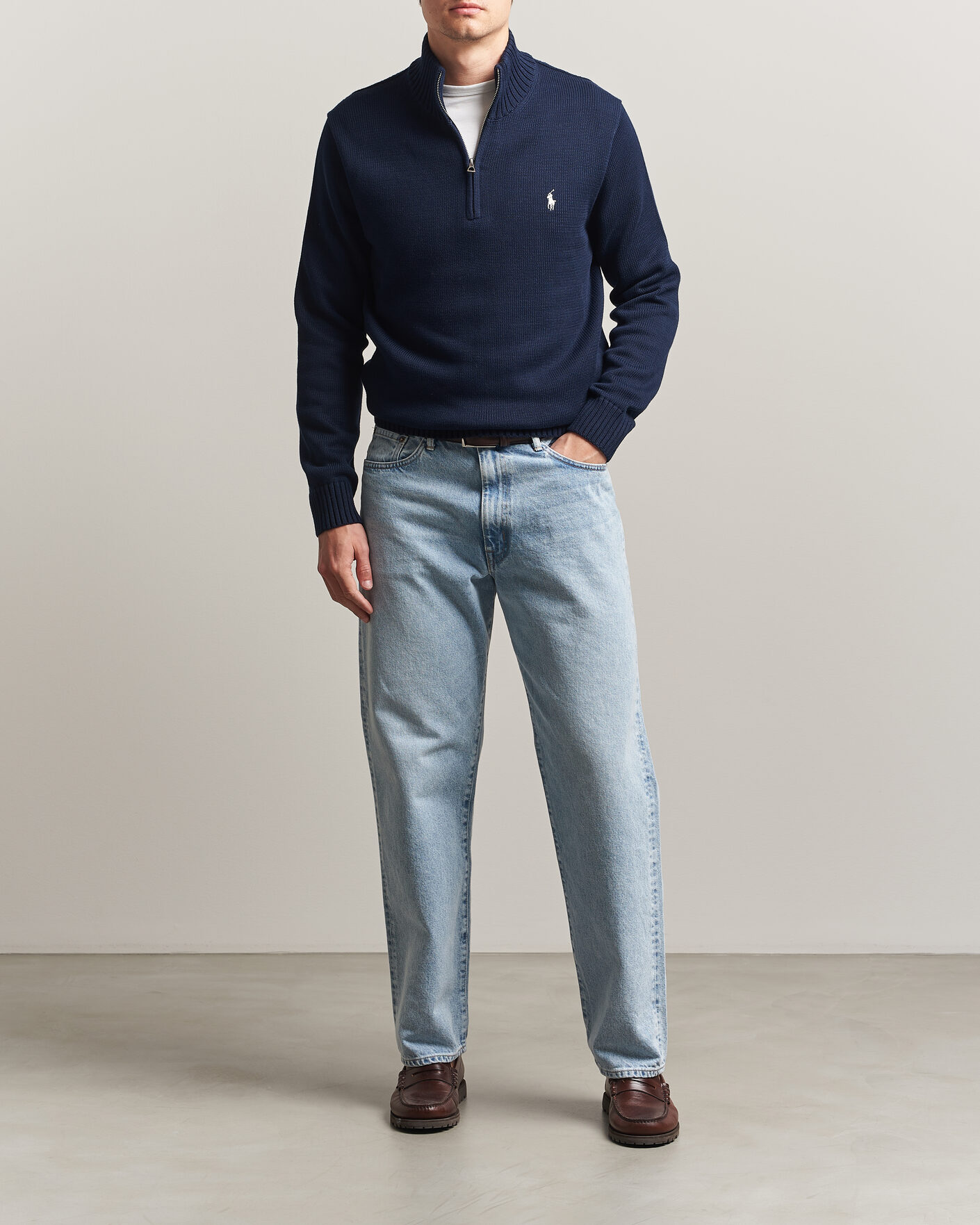Homme | Pulls Et Tricots | Polo Ralph Lauren | Cotton Crew Neck Half-Zip Hunter Navy