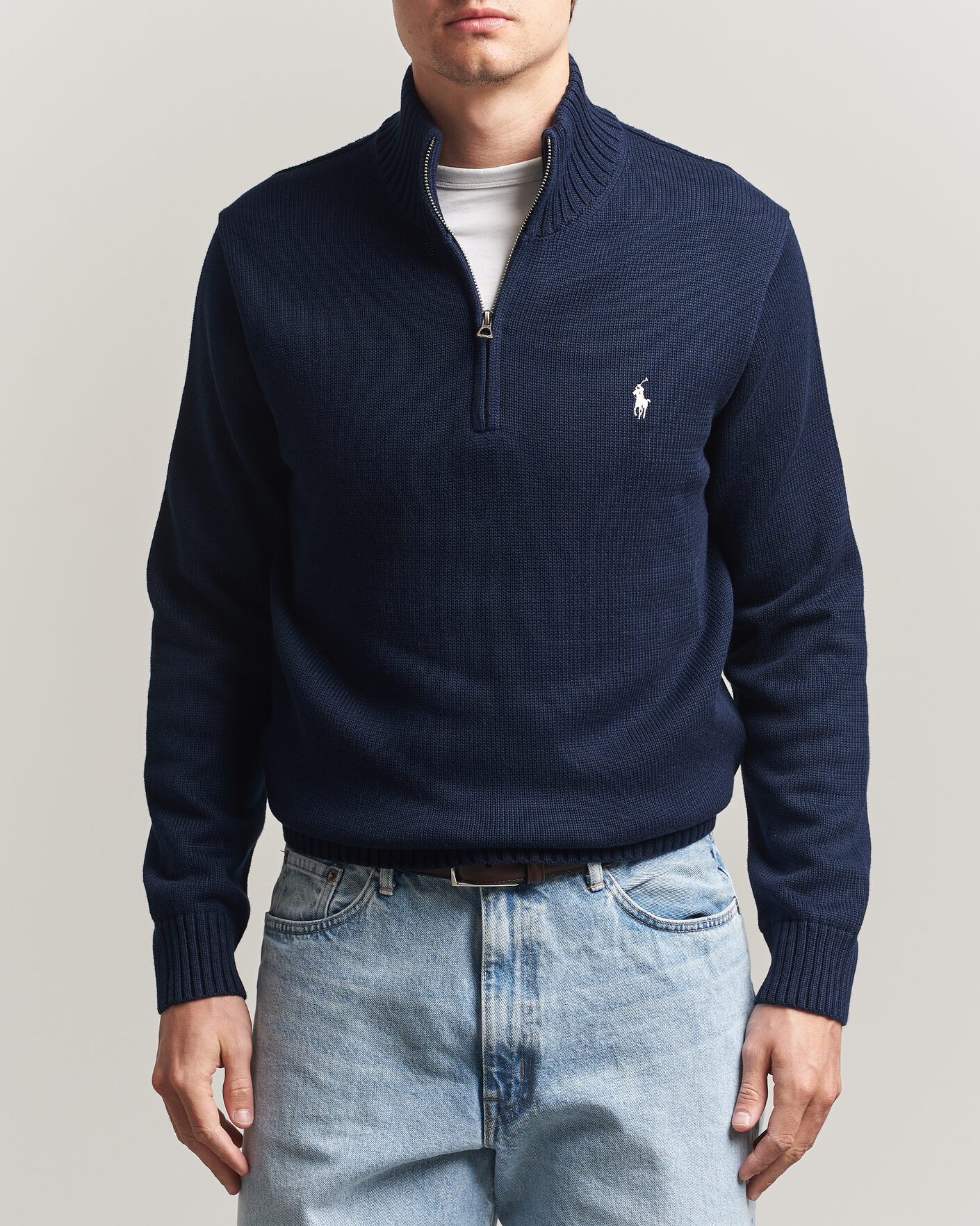 Heren | Truien | Polo Ralph Lauren | Cotton Crew Neck Half-Zip Hunter Navy