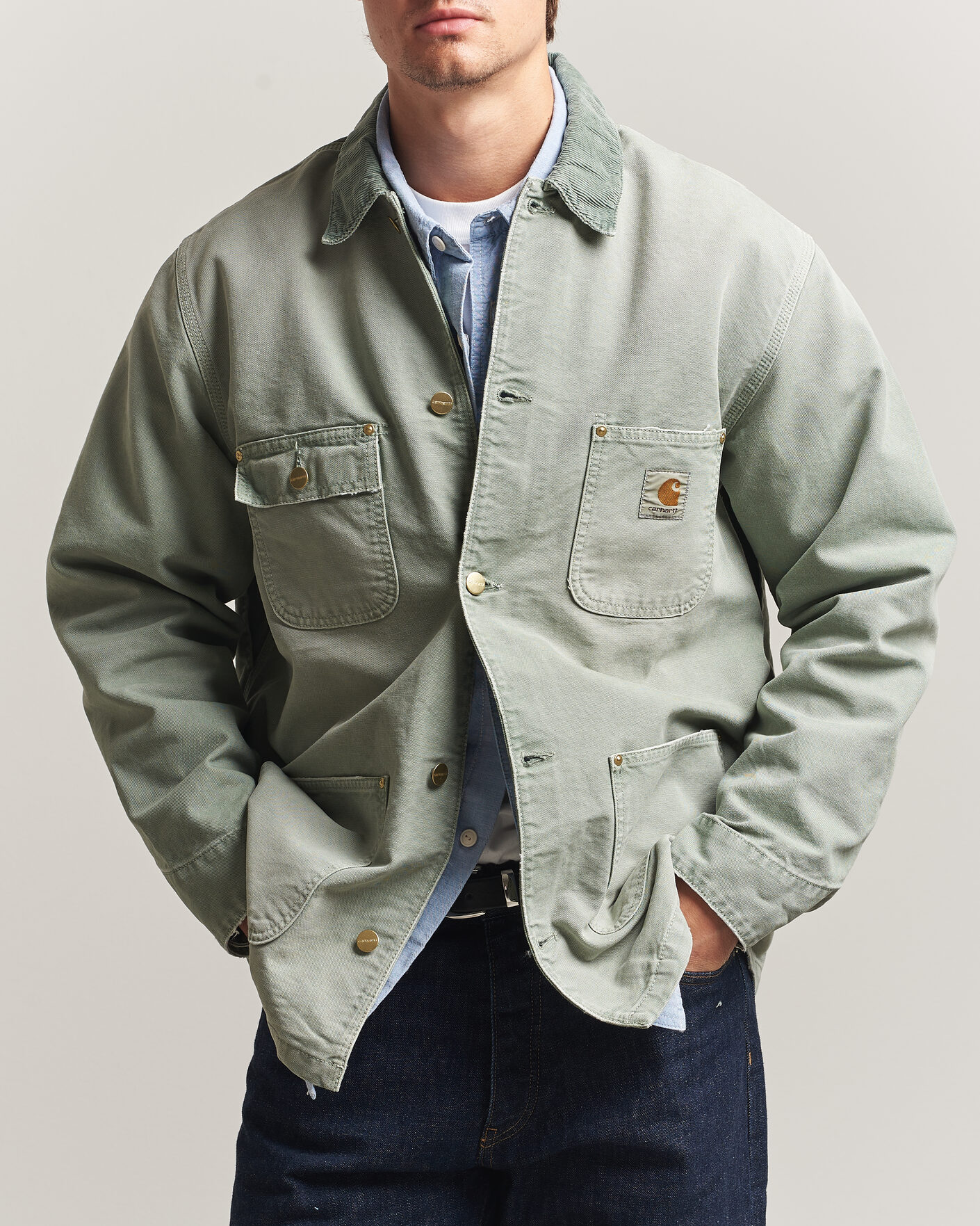 Heren | Jassen | Carhartt WIP | OG Dearborn Canvas Chore Coat Shady Green