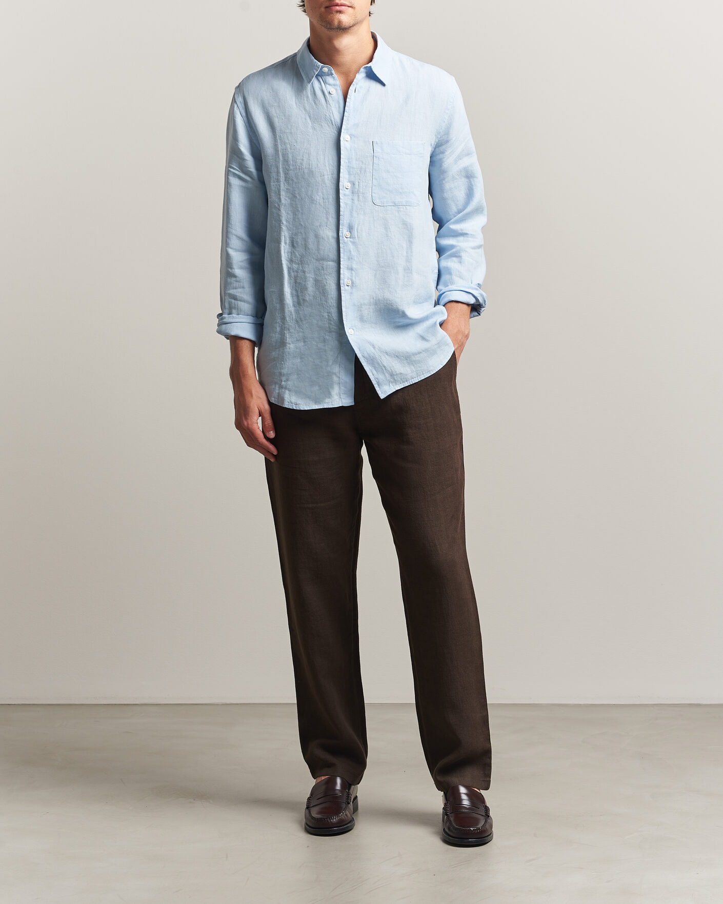Homme | Pantalons | Samsøe Samsøe | Jabari Linen Drawstring Trousers Turkish Coffee