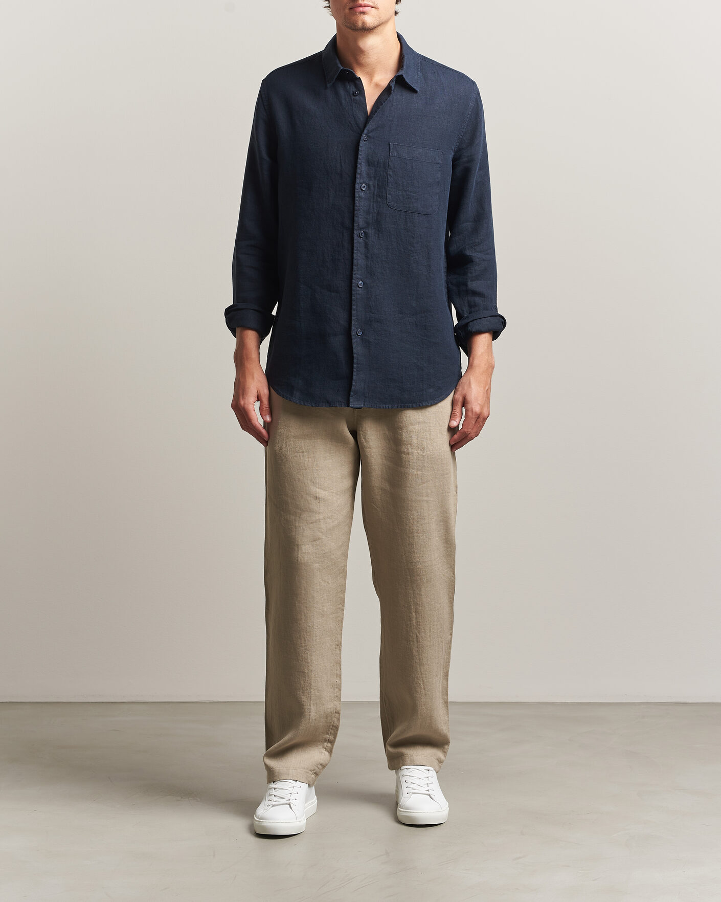 Heren | Overhemden | Samsøe Samsøe | Liam Linen Shirt Salute Navy