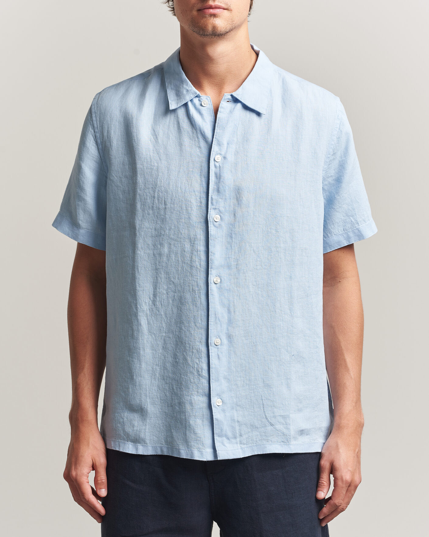 Heren | Overhemden | Samsøe Samsøe | Avan Linen Short Sleeve Shirt Windsurfer