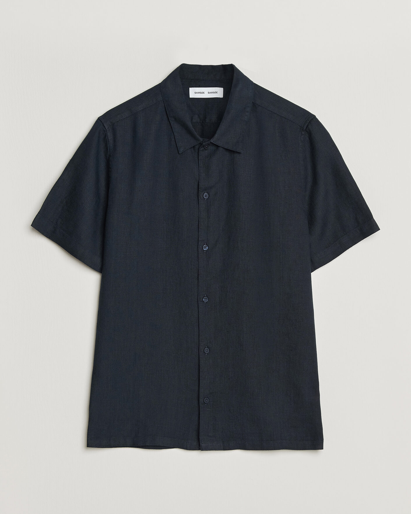 Heren | Overhemden | Samsøe Samsøe | Avan Linen Short Sleeve Shirt Salute Navy