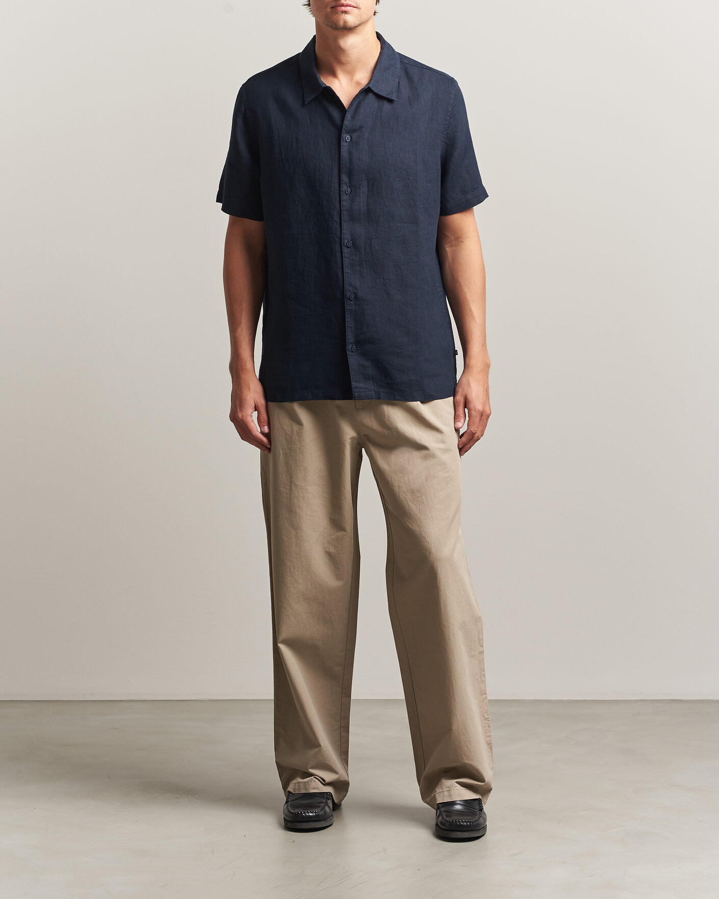 Heren | Overhemden | Samsøe Samsøe | Avan Linen Short Sleeve Shirt Salute Navy