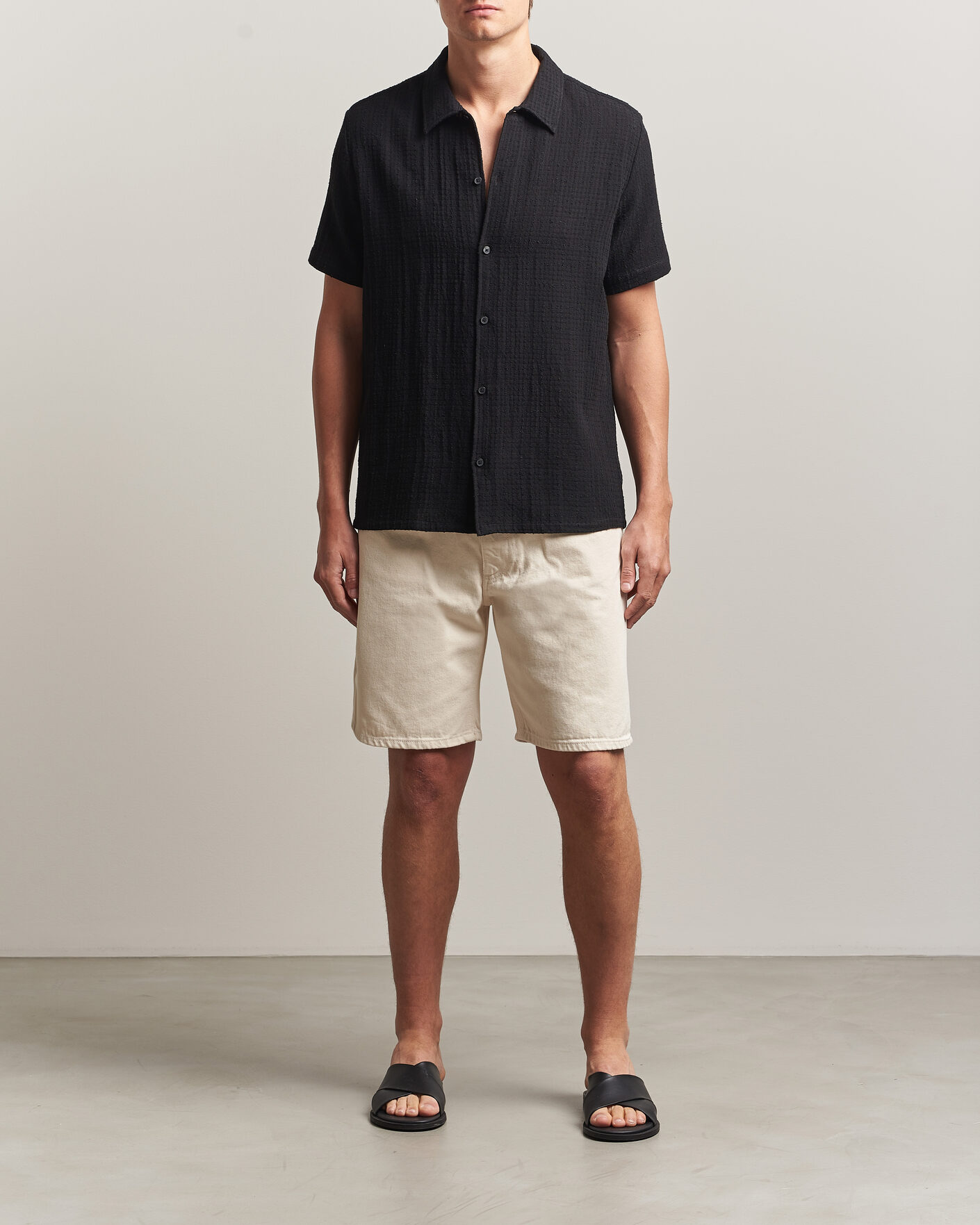 Homme | Chemises | Samsøe Samsøe | Avan Structured Short Sleeve Shirt Black