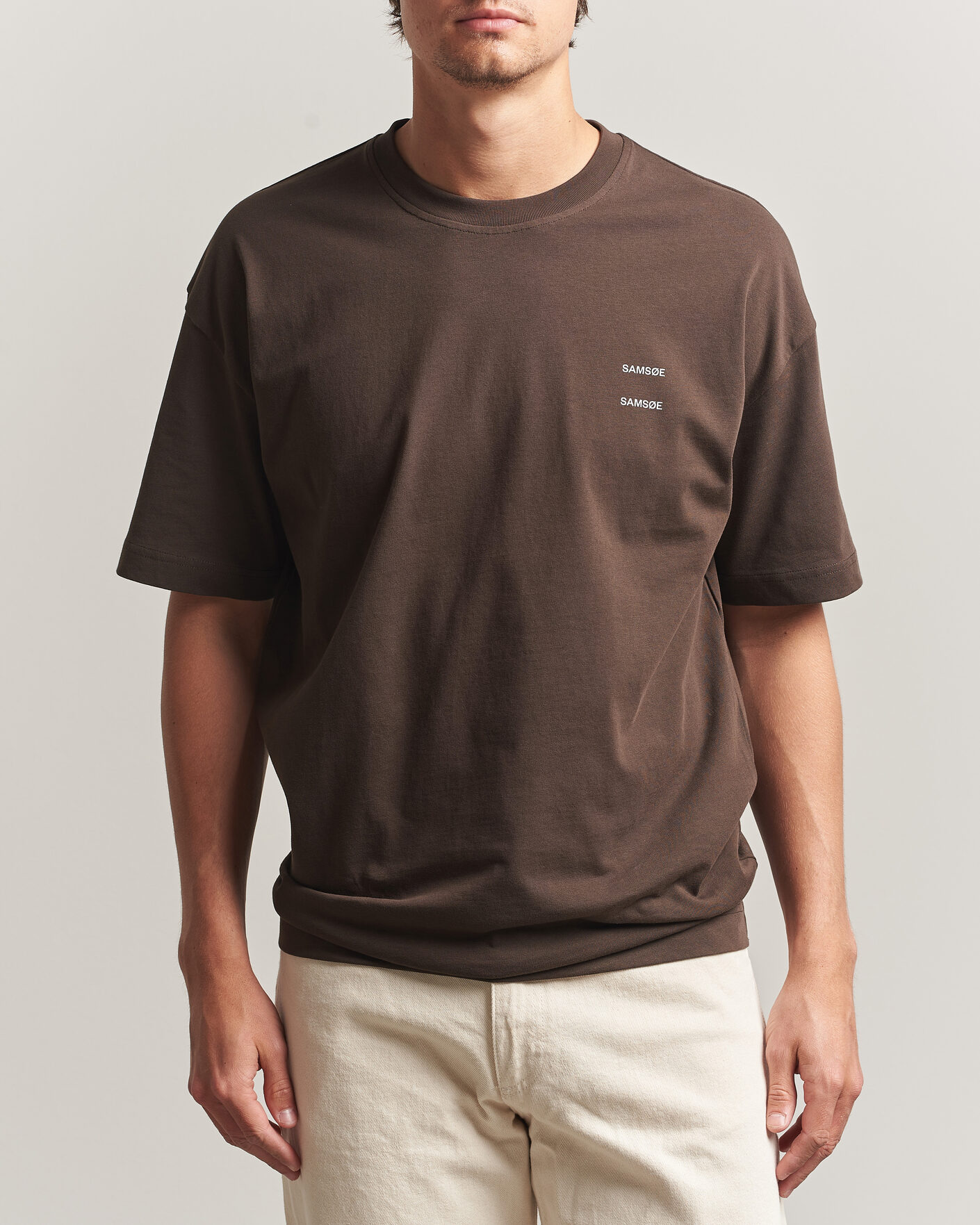 Heren | T-shirts | Samsøe Samsøe | Joel Organic Cotton T-Shirt Turkish Coffee