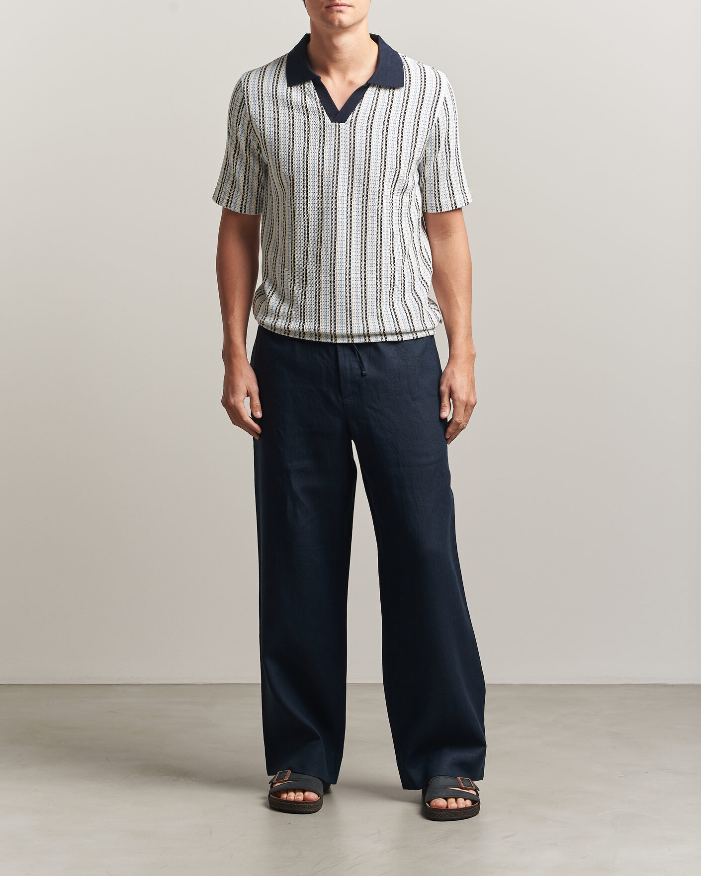 Homme | Polos | Samsøe Samsøe | Mac Striped Knitted Polo Blue/White