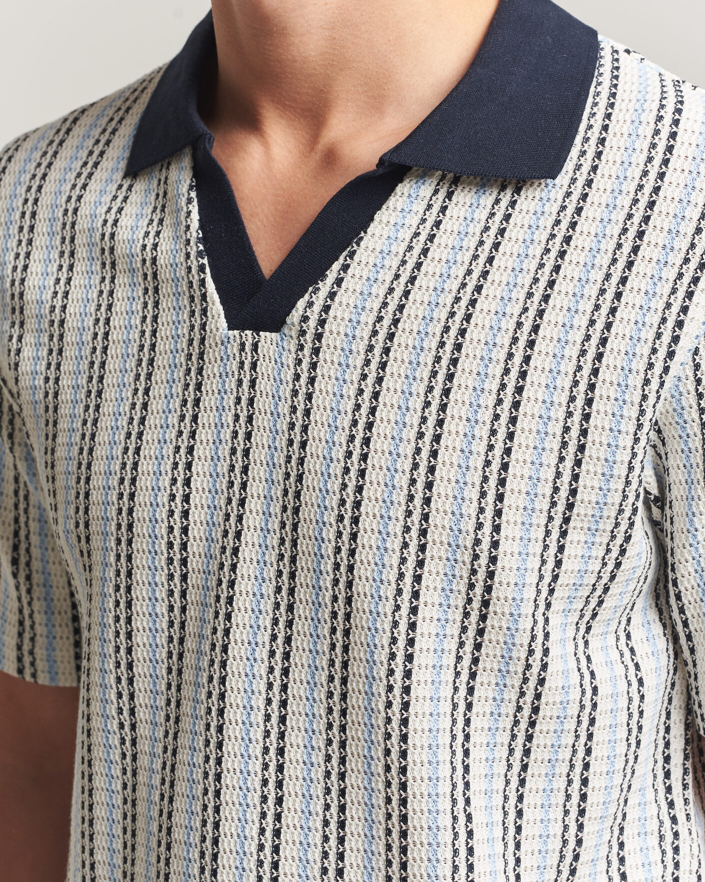 Homme | Polos | Samsøe Samsøe | Mac Striped Knitted Polo Blue/White