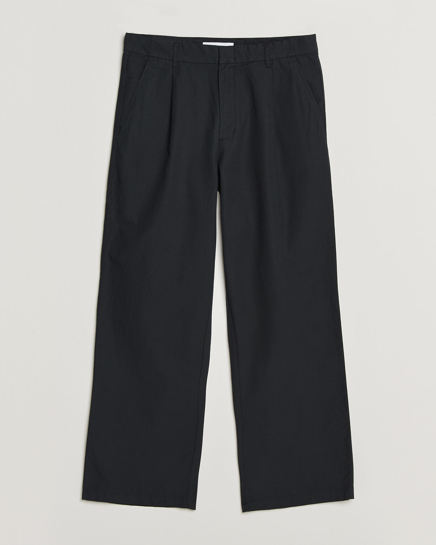 Heren | Broeken | Samsøe Samsøe | Valentin Cotton/Linen Pleated Trousers Black