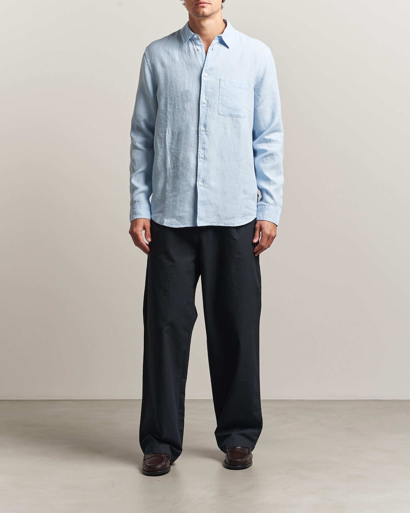 Heren | Broeken | Samsøe Samsøe | Valentin Cotton/Linen Pleated Trousers Black