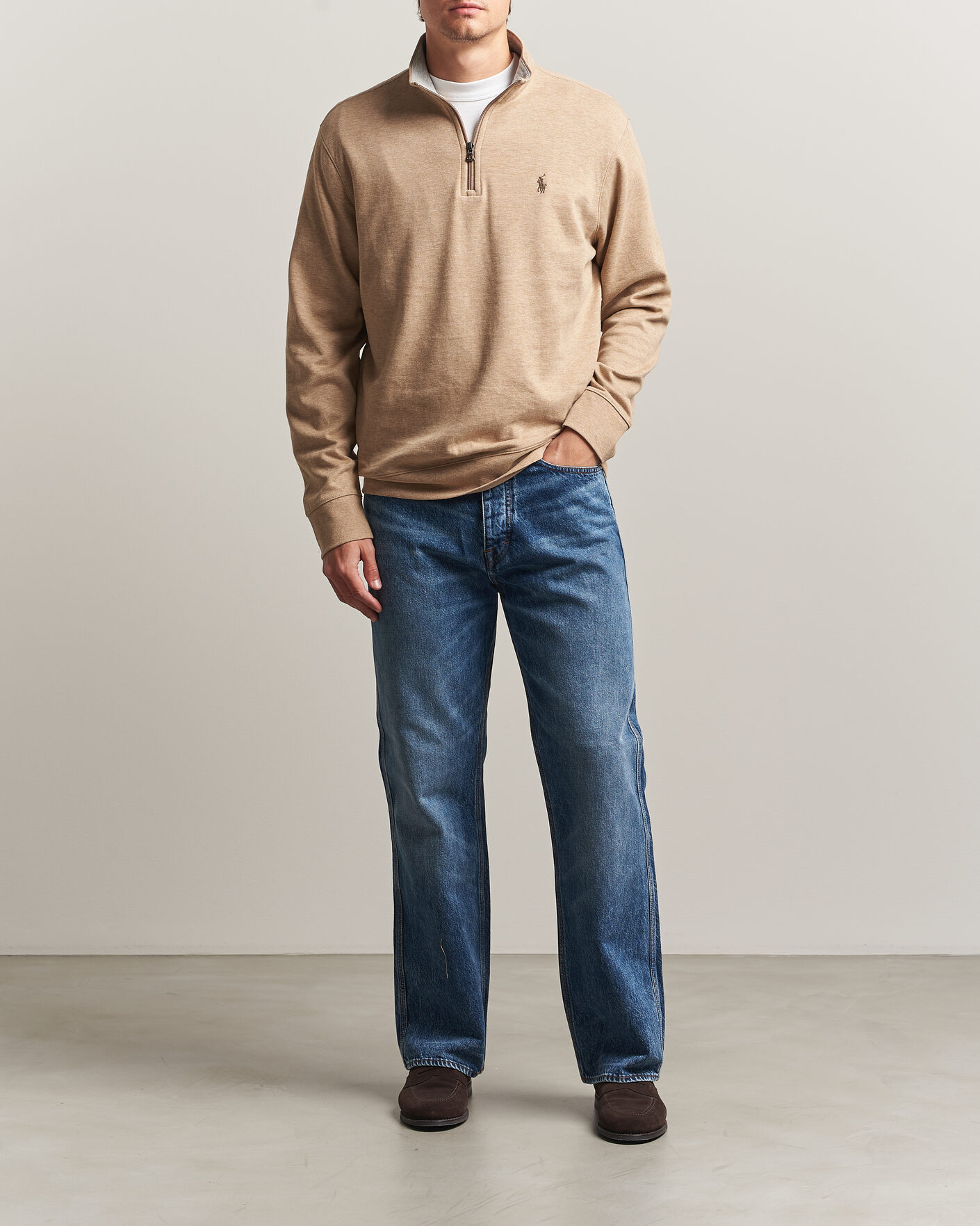 Heren | Truien | Polo Ralph Lauren | Double Knit Half Zip Warm Brown