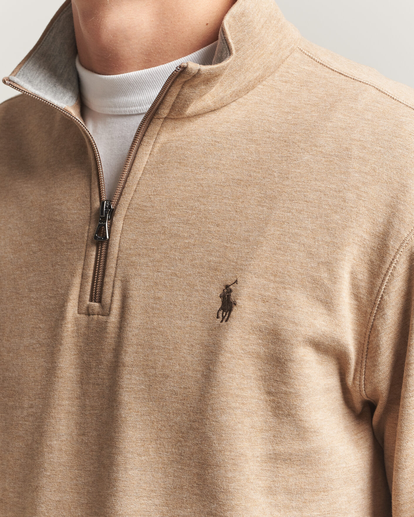 Heren | Truien | Polo Ralph Lauren | Double Knit Half Zip Warm Brown