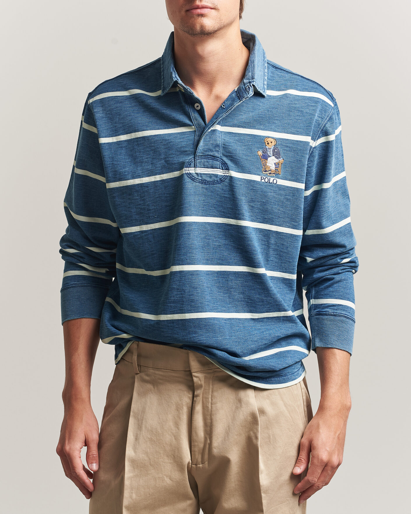 Heren | Truien | Polo Ralph Lauren | Striped Indigo Rugby Newport Bear