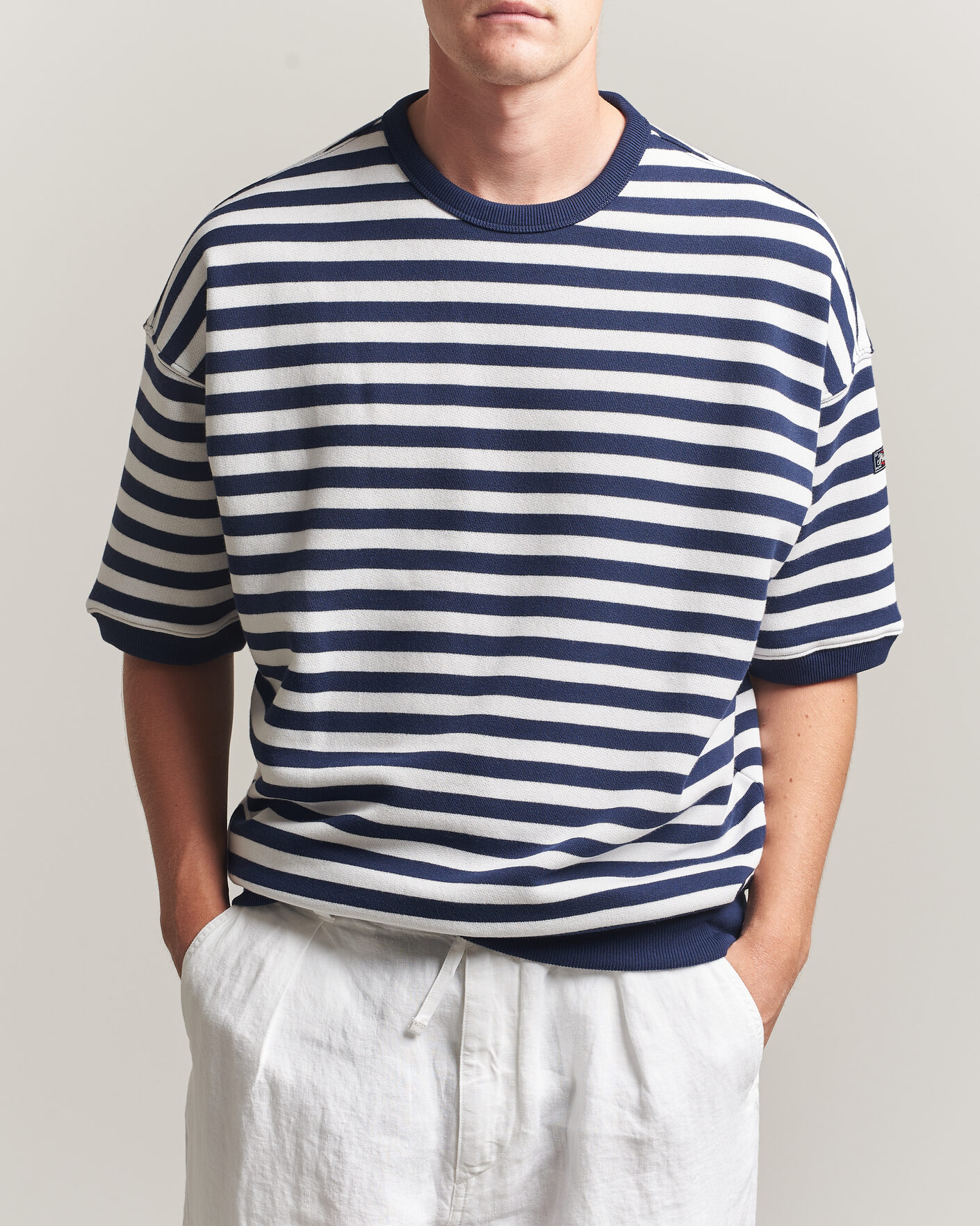 Heren | T-shirts | Polo Ralph Lauren | Striped Short Sleeve Sweater Newport Navy/White