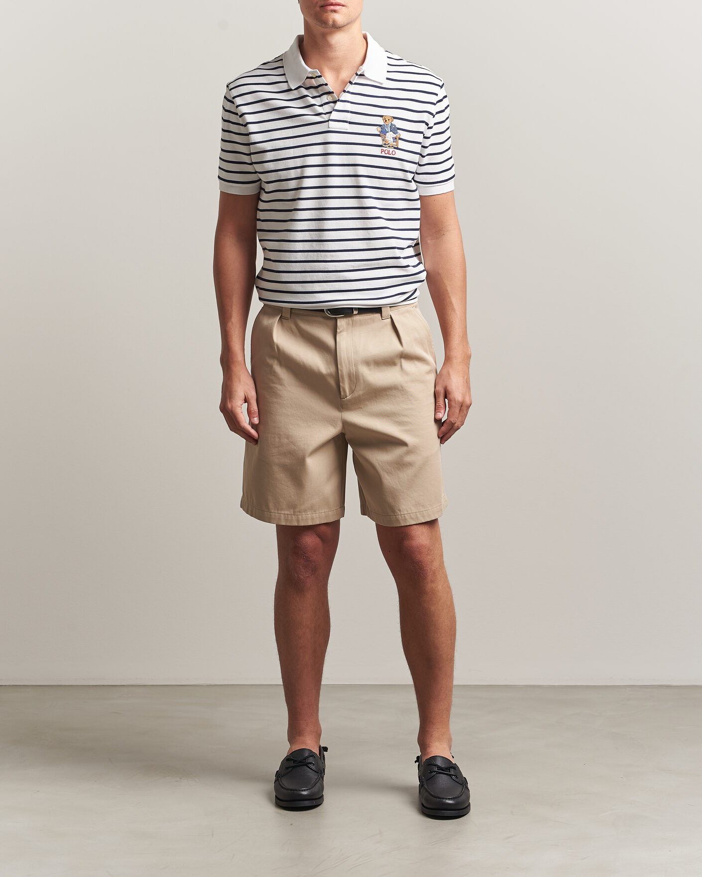 Homme | Polos | Polo Ralph Lauren | Newport Bear Striped Custom Slim Polo White/Navy