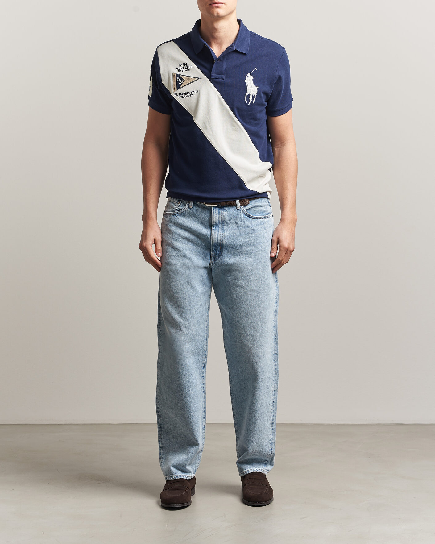 Heren | Polo's | Polo Ralph Lauren | Custom Slim Diagonal Stipe Polo Newport Navy/Nevis