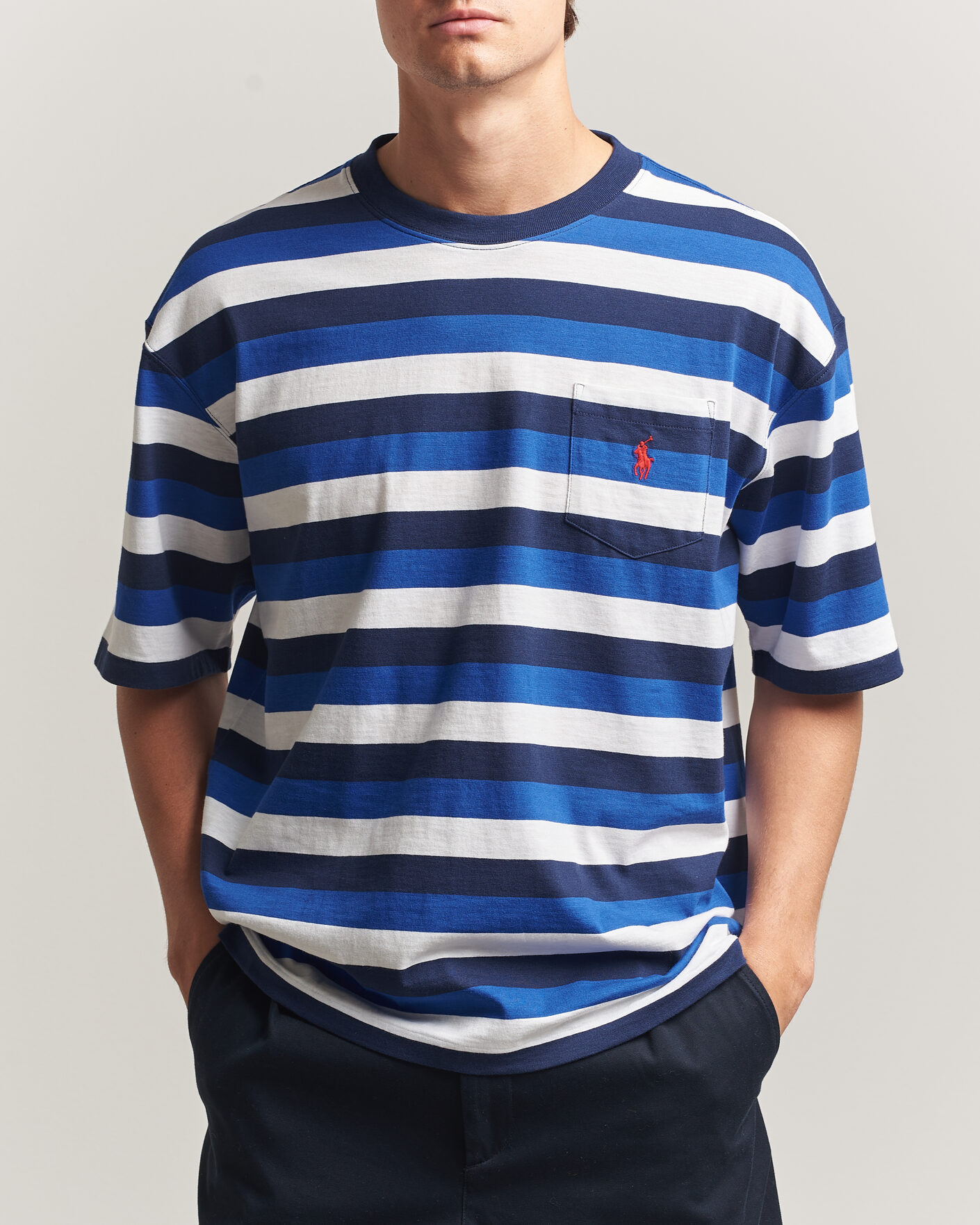 Heren | T-shirts | Polo Ralph Lauren | Striped Pocket Tee Newport Navy Multi