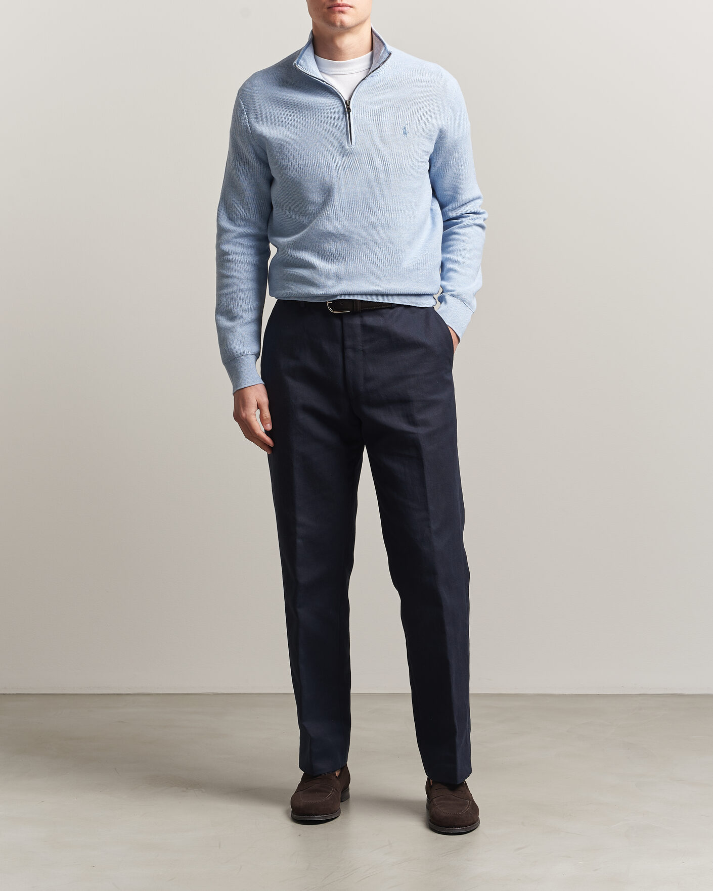 Heren | Truien | Polo Ralph Lauren | Textured Half-Zip Blue Hyacinth Heather