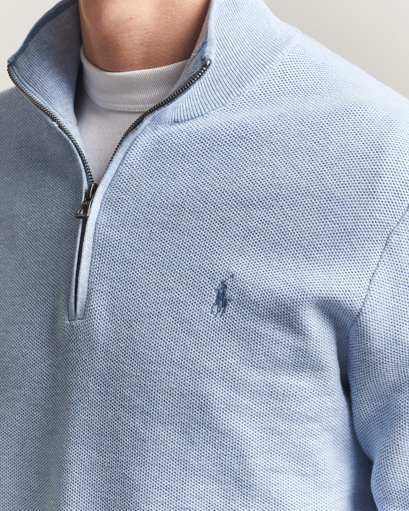 Homme | Pulls Et Tricots | Polo Ralph Lauren | Textued Half-Zip Blue Hyacinth Heather