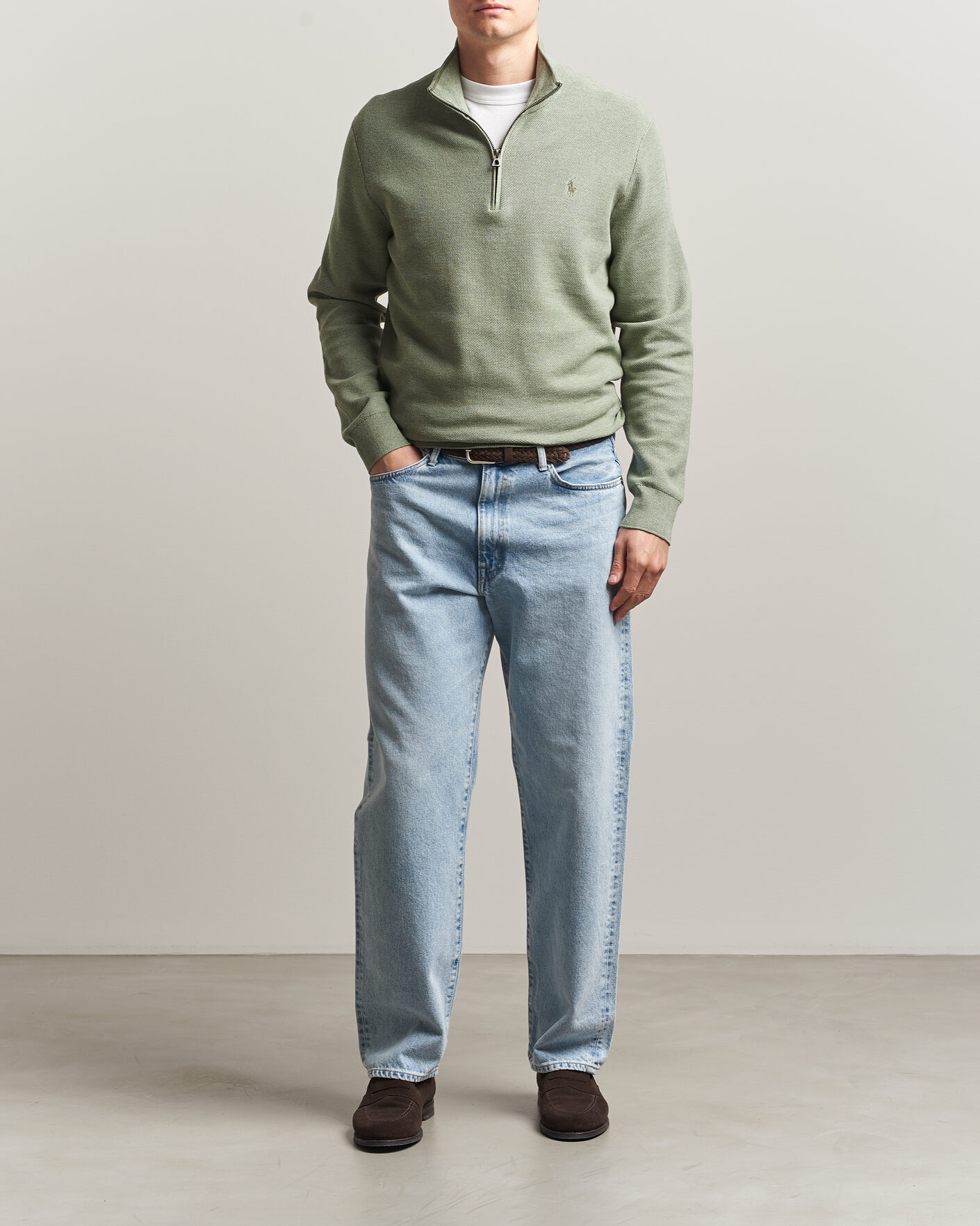 Heren | Truien | Polo Ralph Lauren | Textued Half-Zip Fern Green Heather
