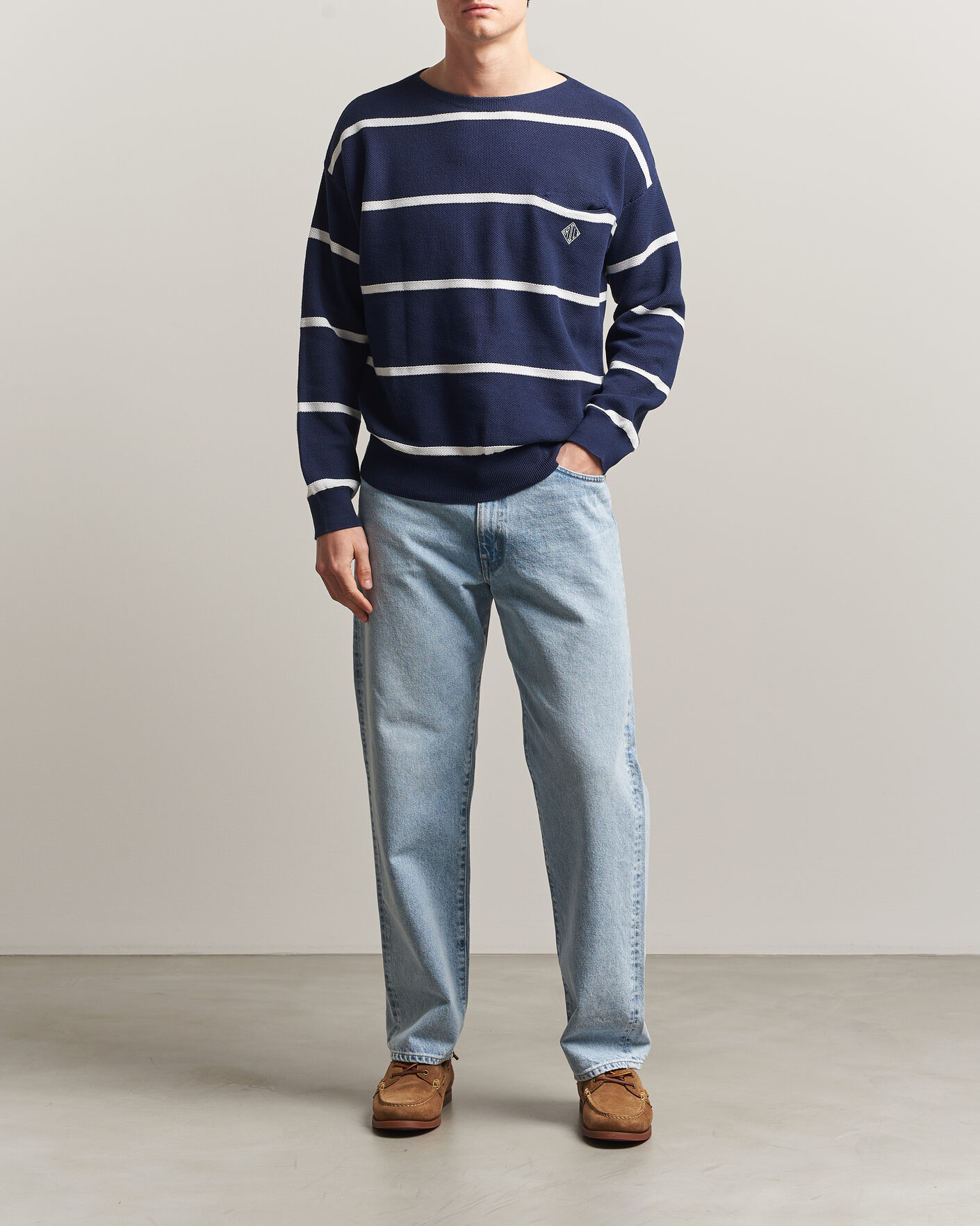 Heren | Truien | Polo Ralph Lauren | Striped Boat Neck Sweater Navy Combo