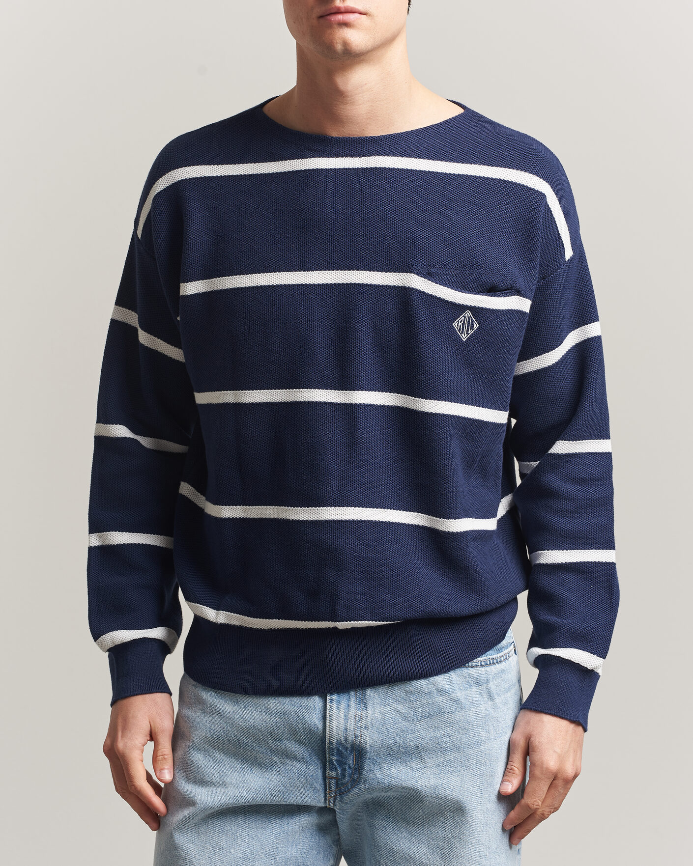 Heren | Truien | Polo Ralph Lauren | Striped Boat Neck Sweater Navy Combo