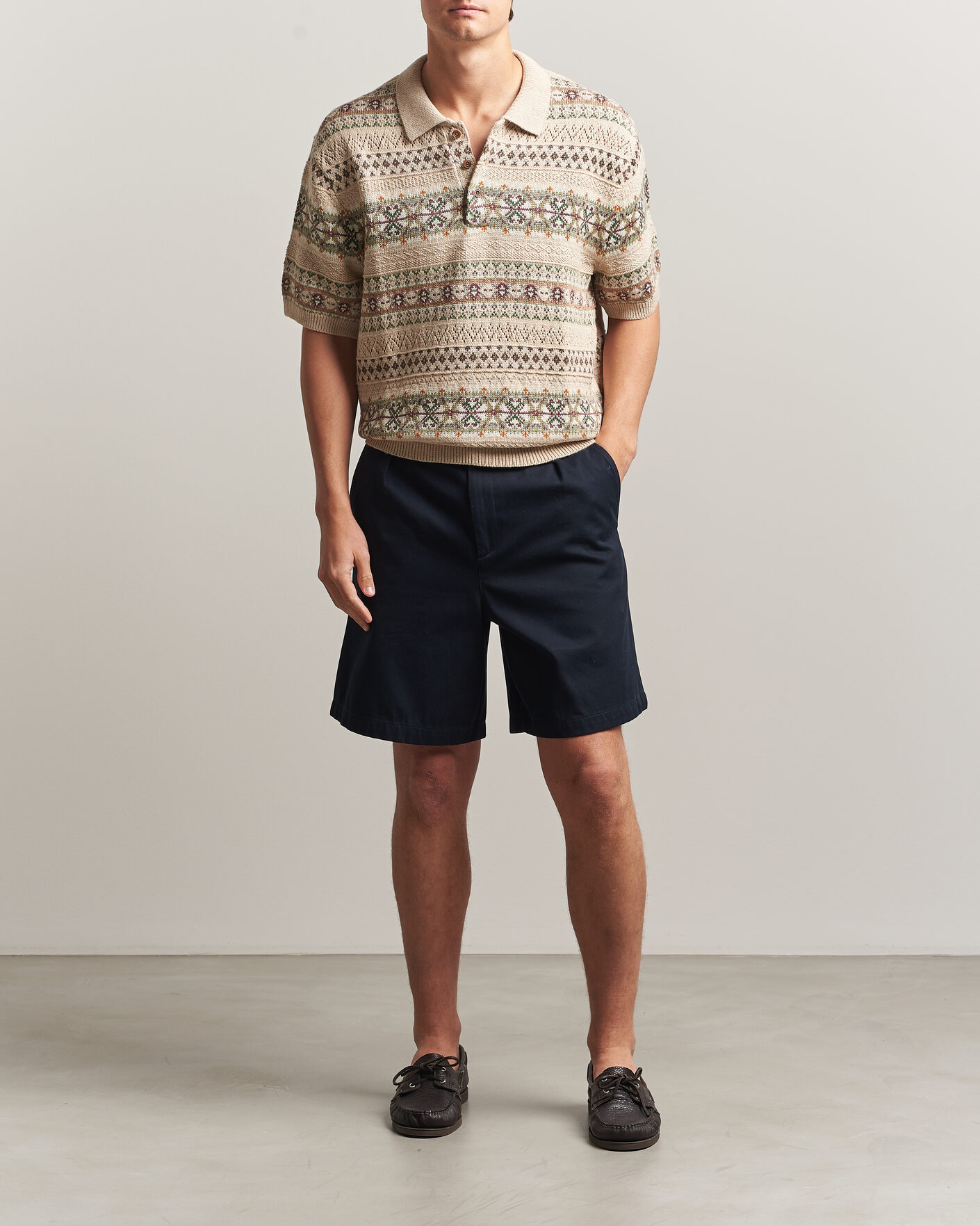 Heren | Polo's | Polo Ralph Lauren | Cotton/Linen Fairisle Polo Tan Combo