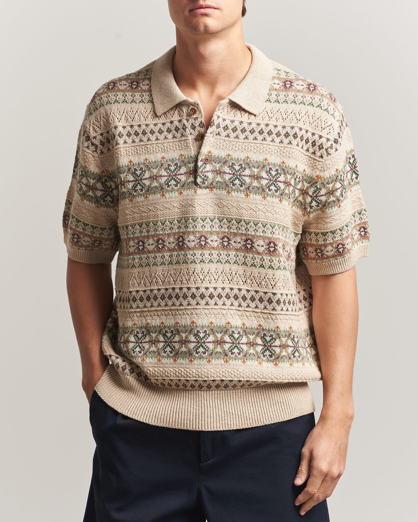 Homme | Pulls Et Tricots | Polo Ralph Lauren | Cotton/Linen Fairisle Polo Tan Combo