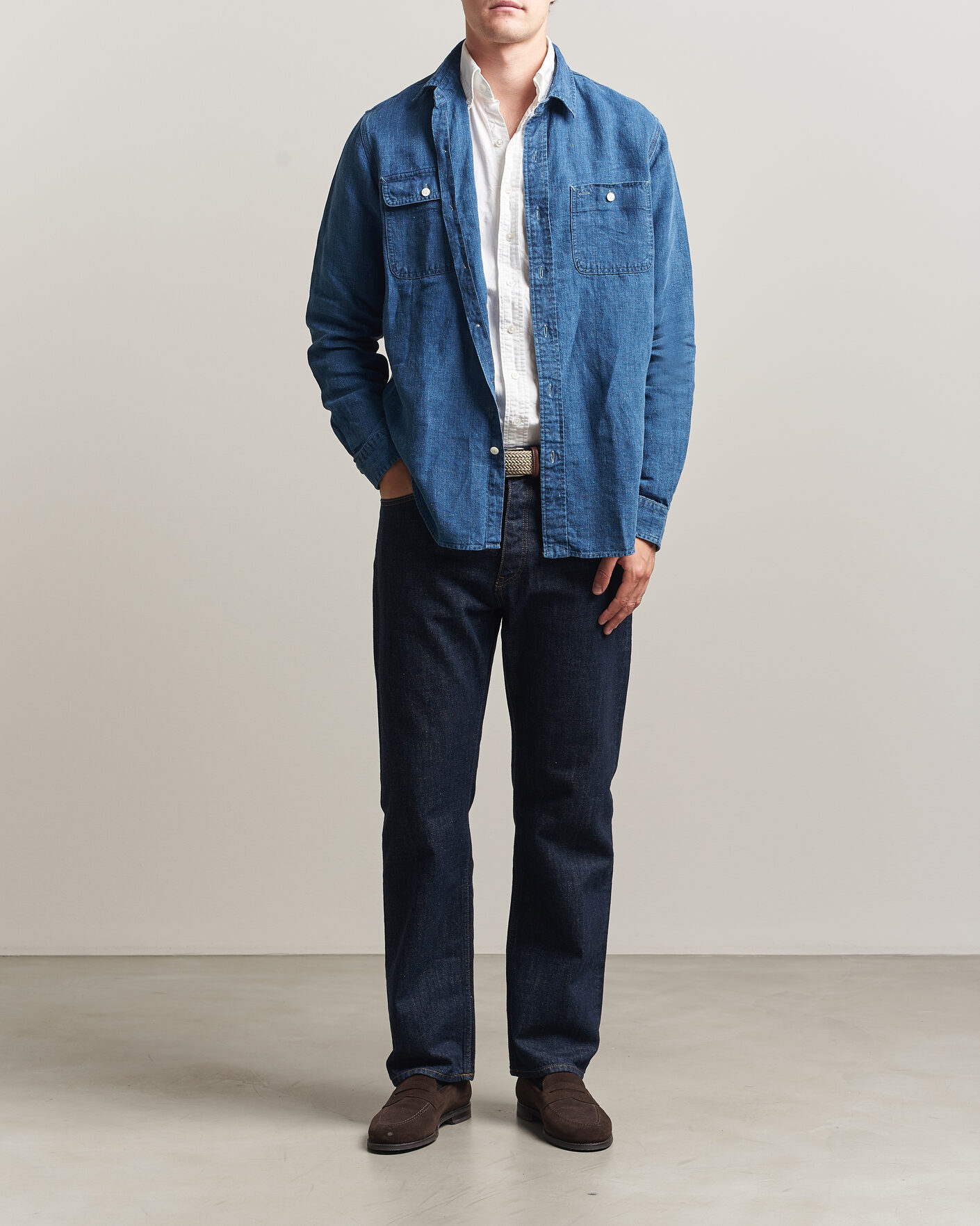 Heren | Overhemden | Polo Ralph Lauren | Indigo/Linen Western Shirt Medium Wash
