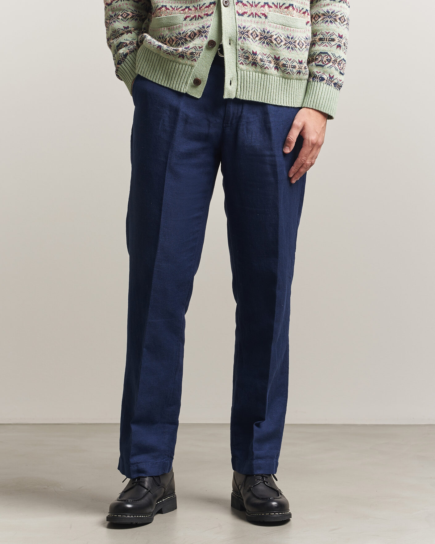 Heren | Broeken | Polo Ralph Lauren | Cotton/Linen Houndstooth Pants Newport Navy