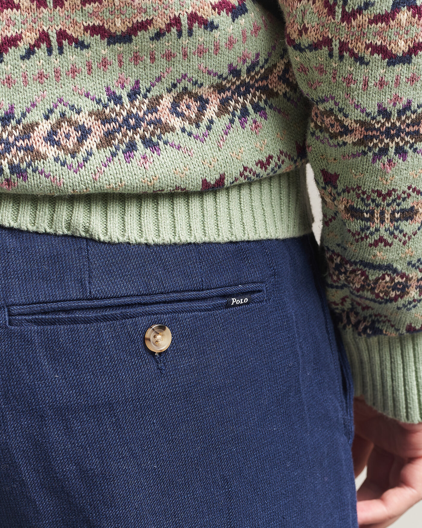 Heren | Broeken | Polo Ralph Lauren | Cotton/Linen Houndstooth Pants Newport Navy