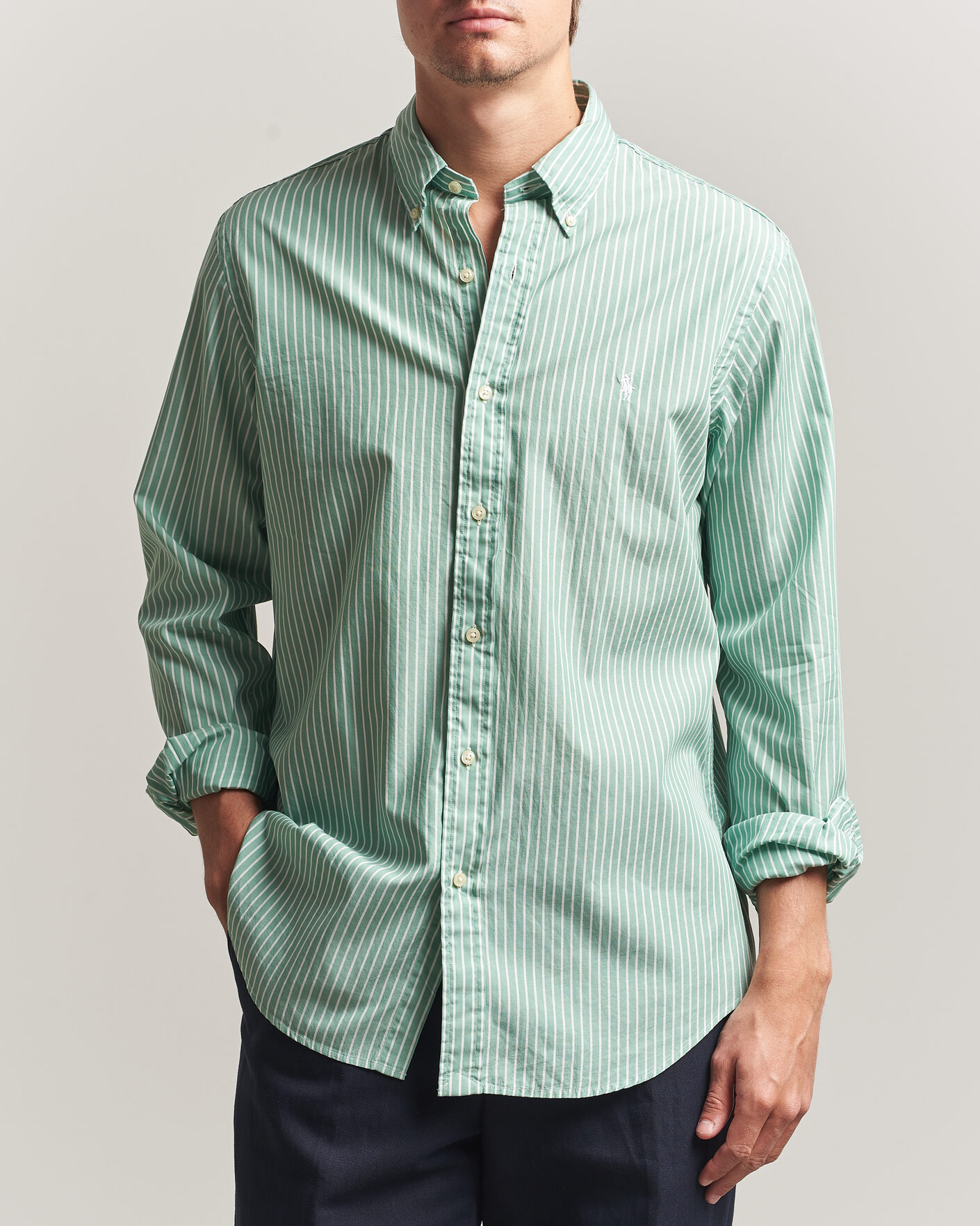 Homme | Chemises | Polo Ralph Lauren | Custom Fit Stripe Poplin Shirt Faded Mint