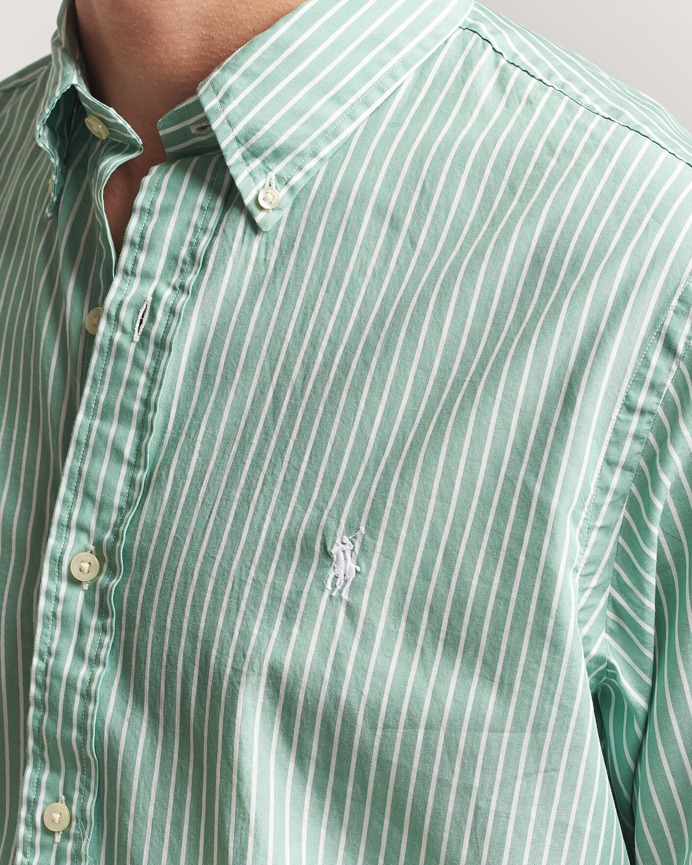 Homme | Chemises | Polo Ralph Lauren | Custom Fit Stripe Poplin Shirt Faded Mint