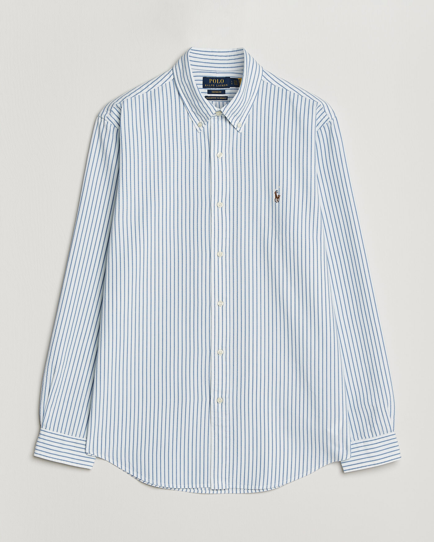 Heren | Overhemden | Polo Ralph Lauren | Custom Fit Seersucker/Oxford Stripe Shirt White/Blue