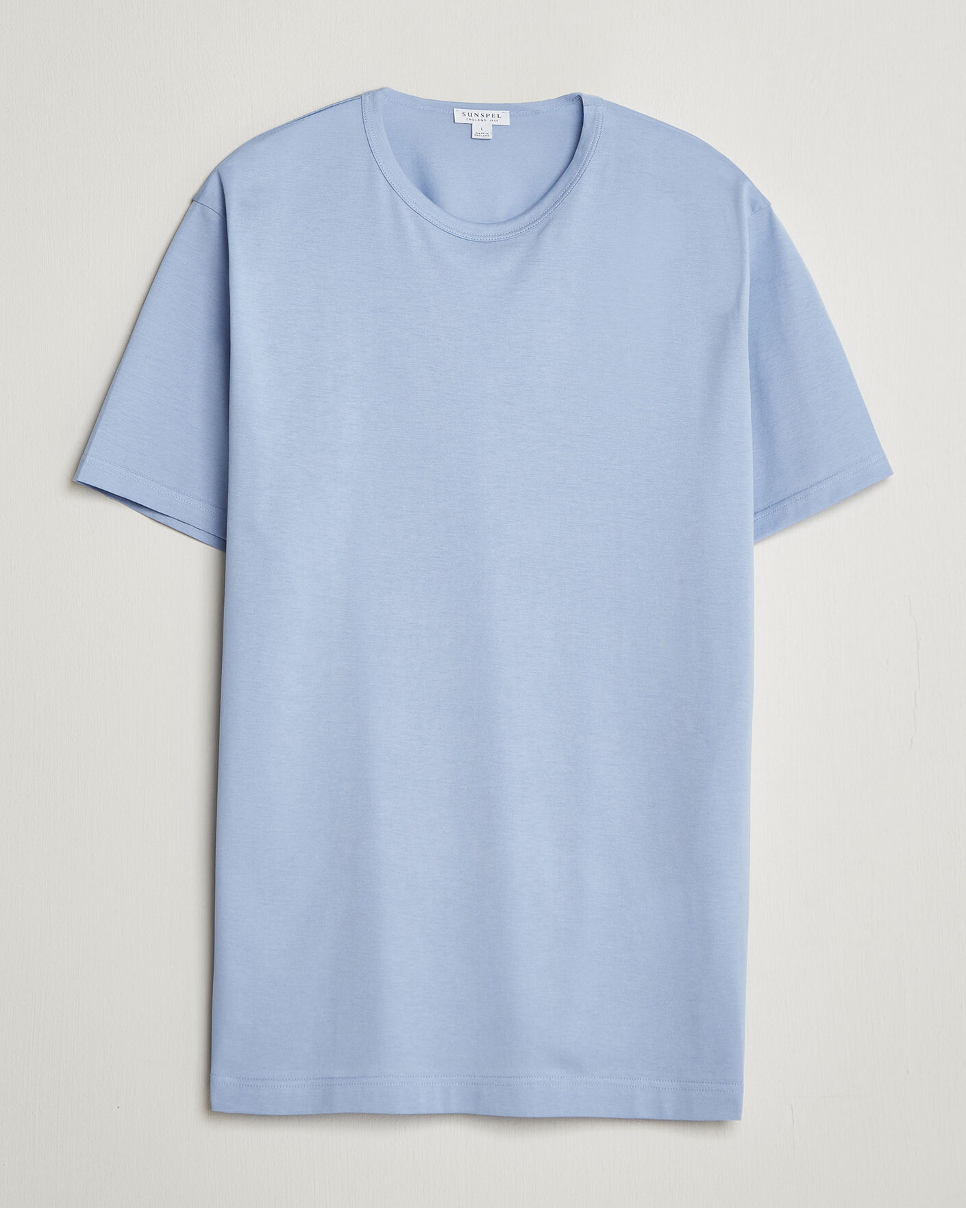 Homme | T-shirts | Sunspel | Crew Neck Q82 Cotton T-Shirt Sky Blue