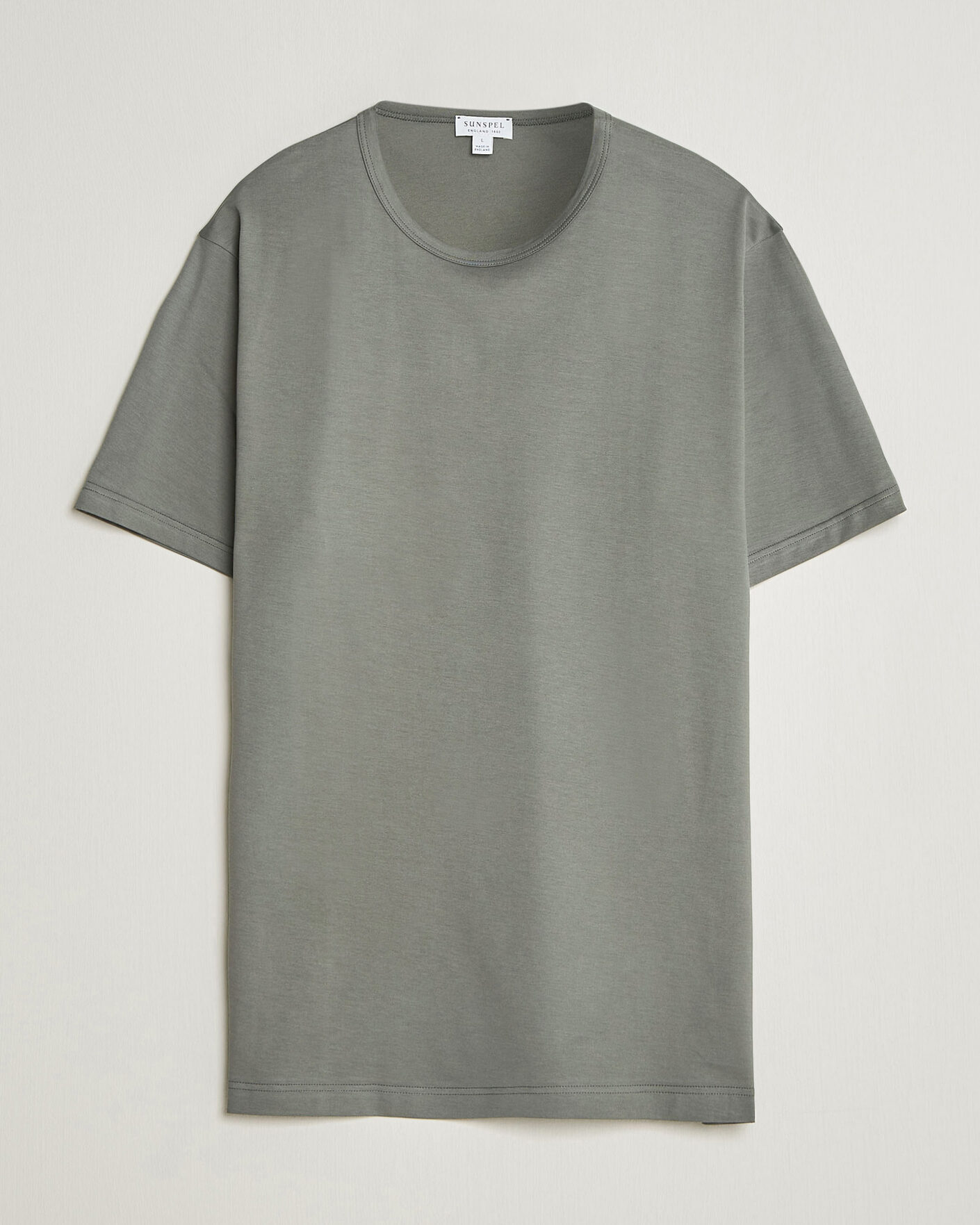 Homme | T-shirts | Sunspel | Crew Neck Q82 Cotton T-Shirt Fossil Grey