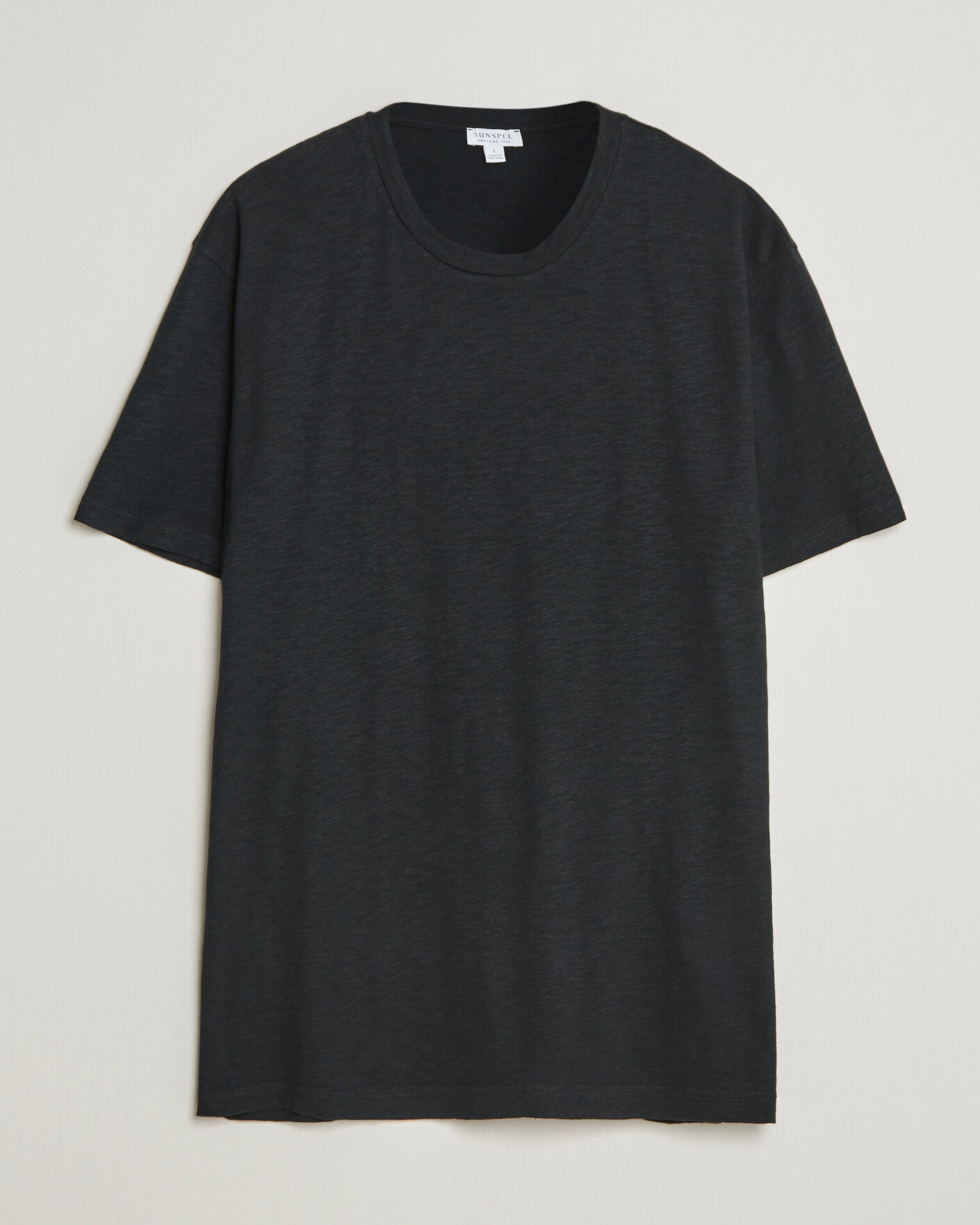 Homme | T-shirts | Sunspel | Pima Cotton/Linen T-Shirt Black