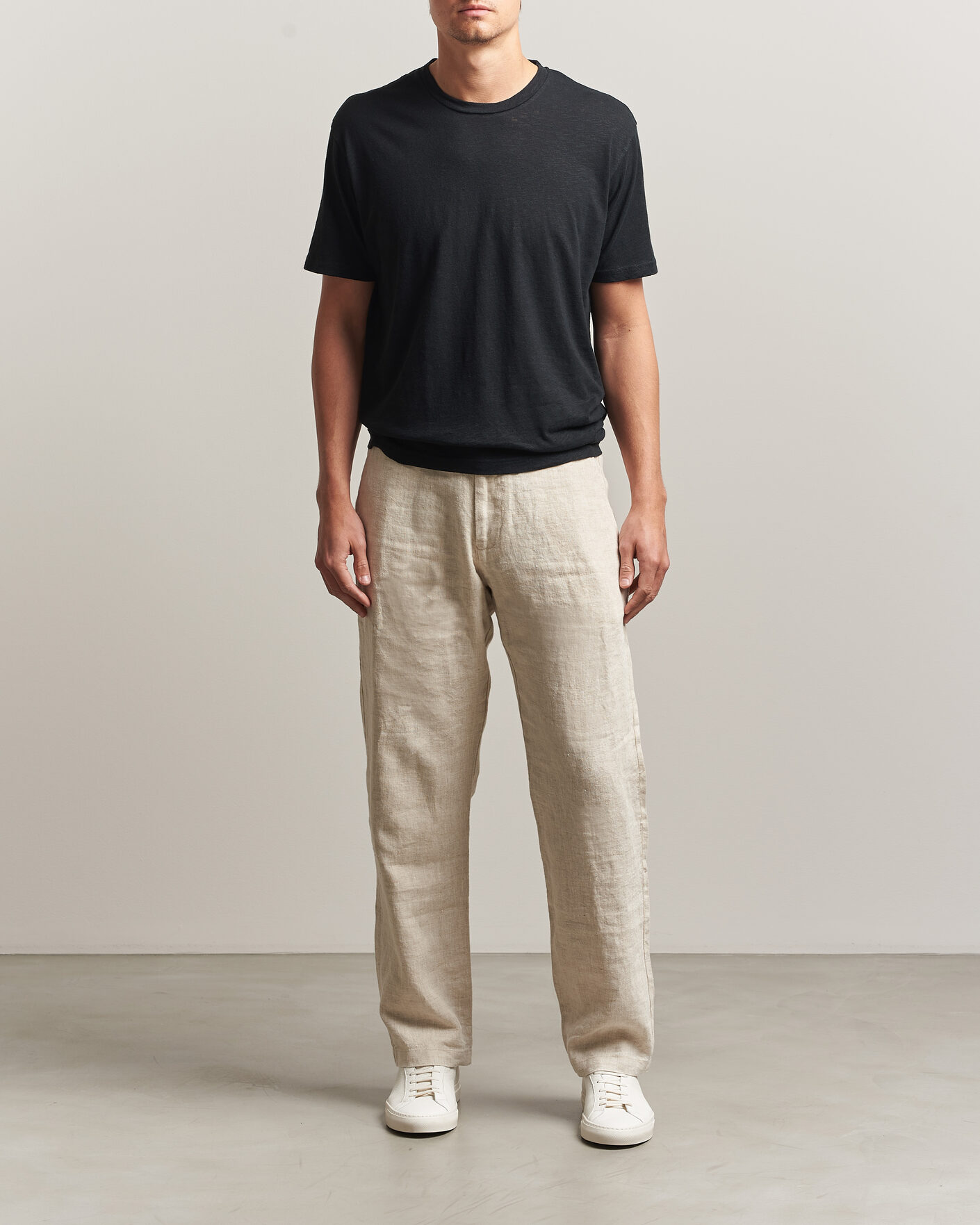 Homme | T-shirts | Sunspel | Pima Cotton/Linen T-Shirt Black