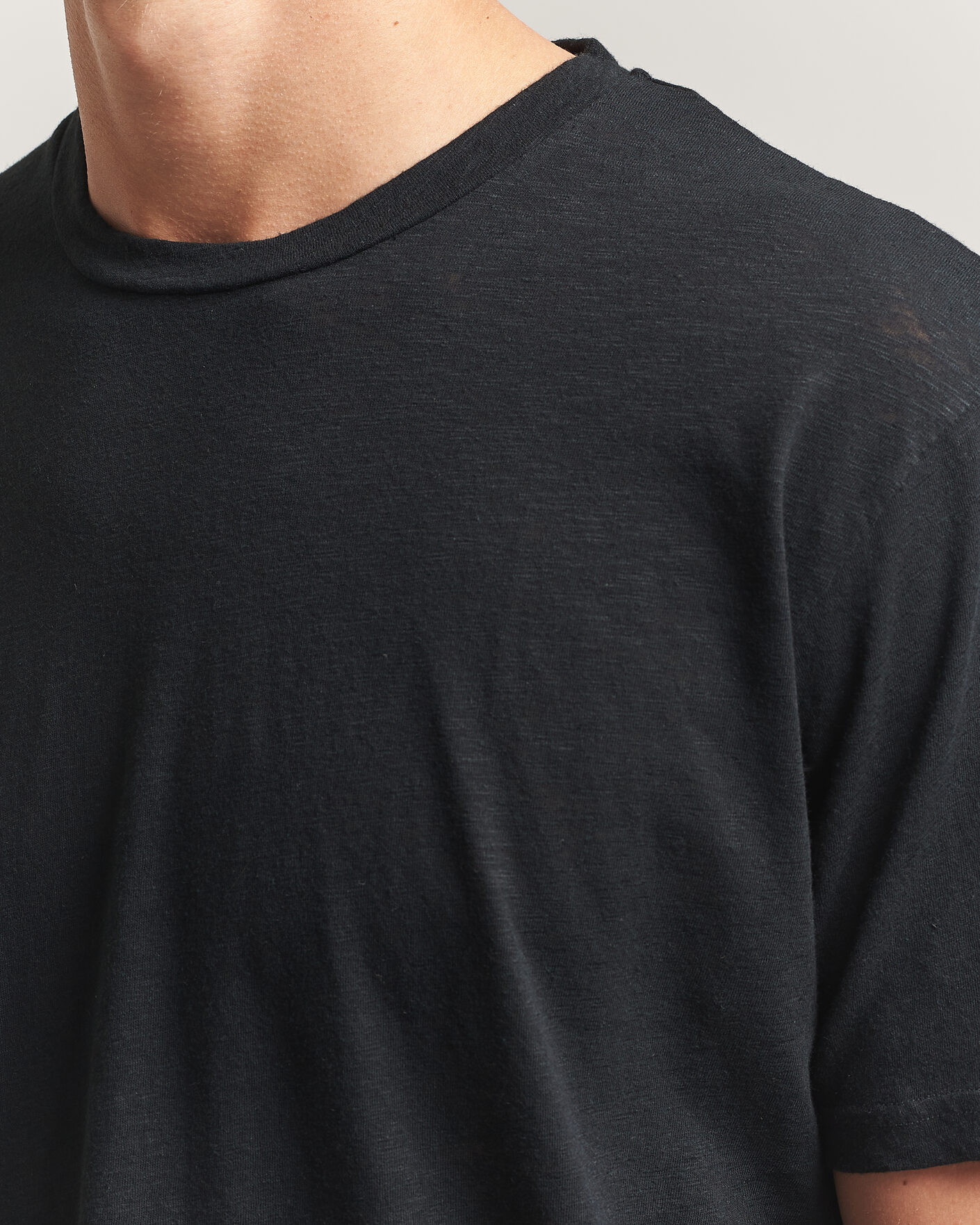 Homme | T-shirts | Sunspel | Pima Cotton/Linen T-Shirt Black