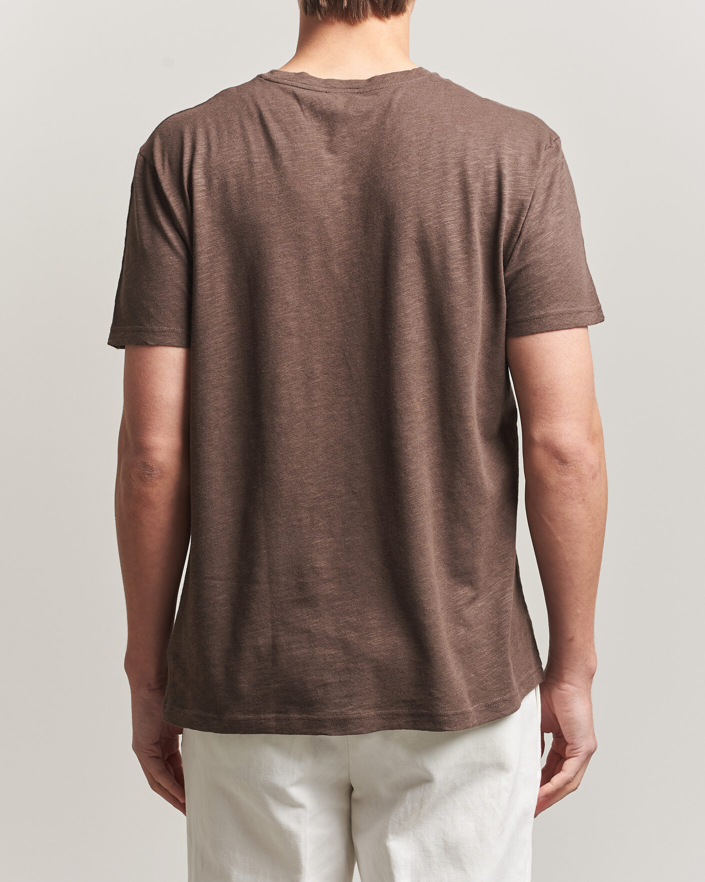 Homme | T-shirts | Sunspel | Pima Cotton/Linen T-Shirt Dark Walnut