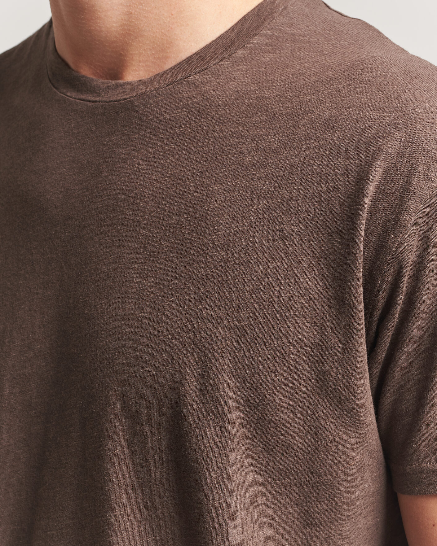 Homme | T-shirts | Sunspel | Pima Cotton/Linen T-Shirt Dark Walnut