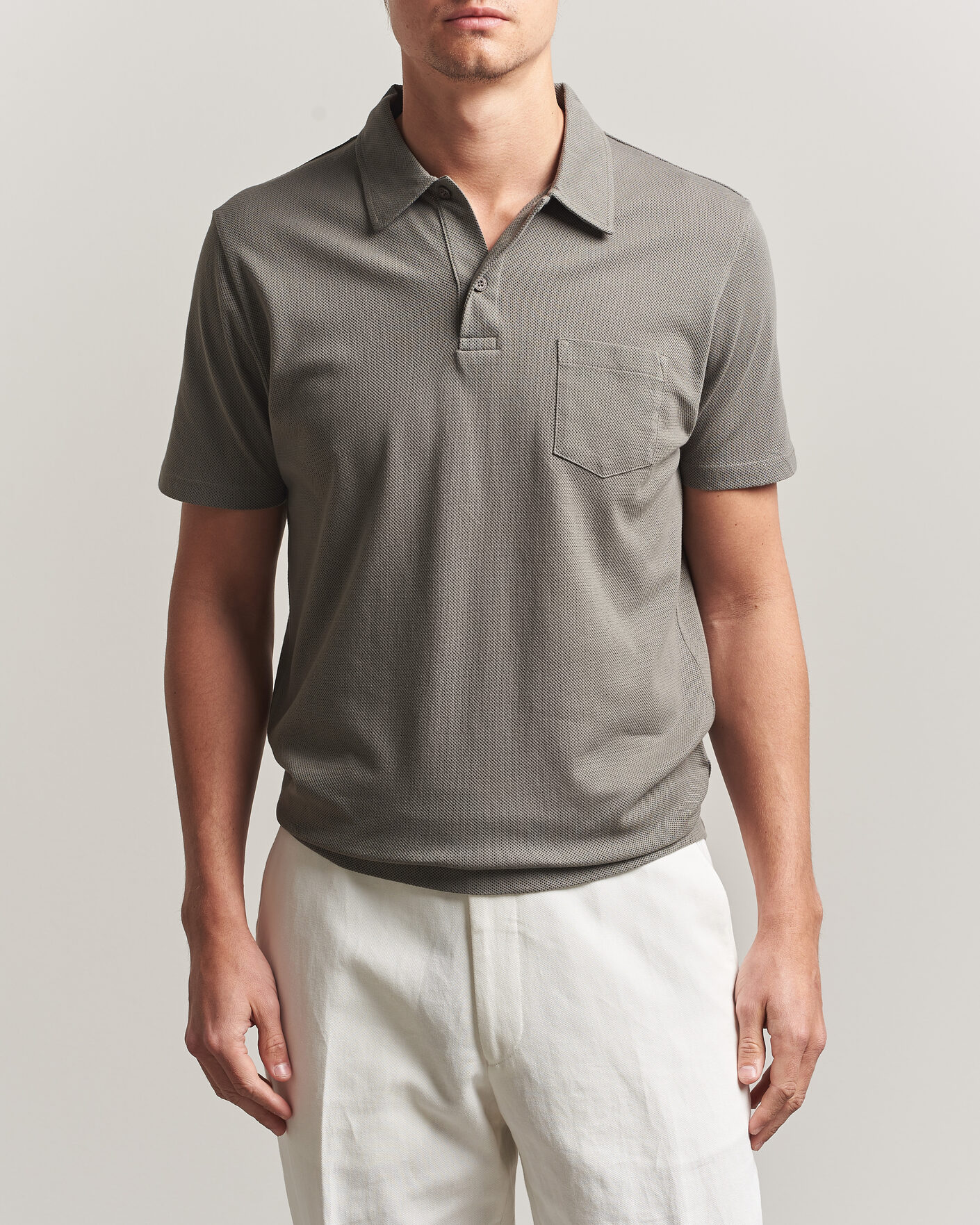 Homme | Polos | Sunspel | Riviera Polo Shirt Fossil Grey
