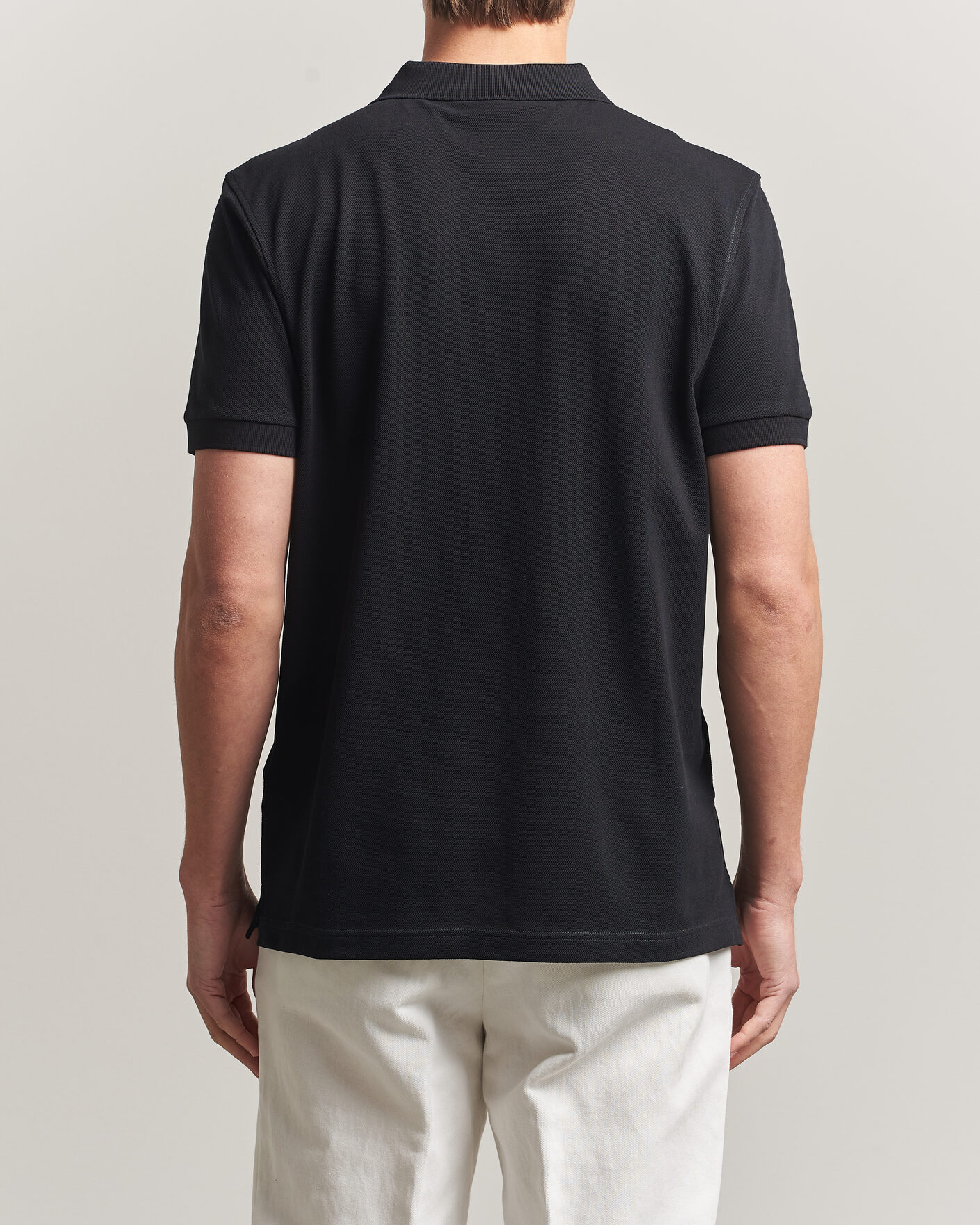 Homme | Polos | Sunspel | Short Sleeve Pique Polo Black