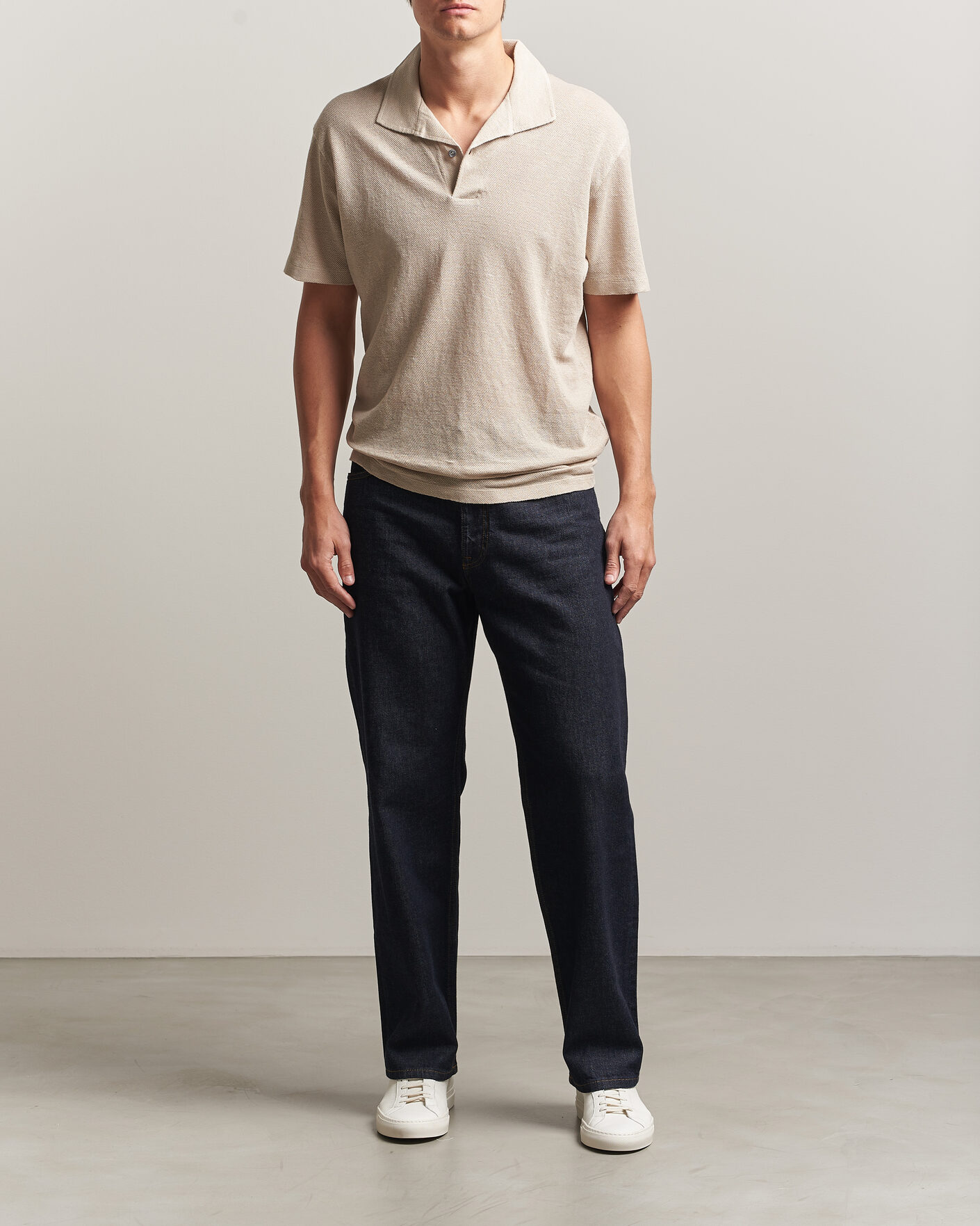 Heren | Polo's | Sunspel | Linen Pique Polo Hazelwood