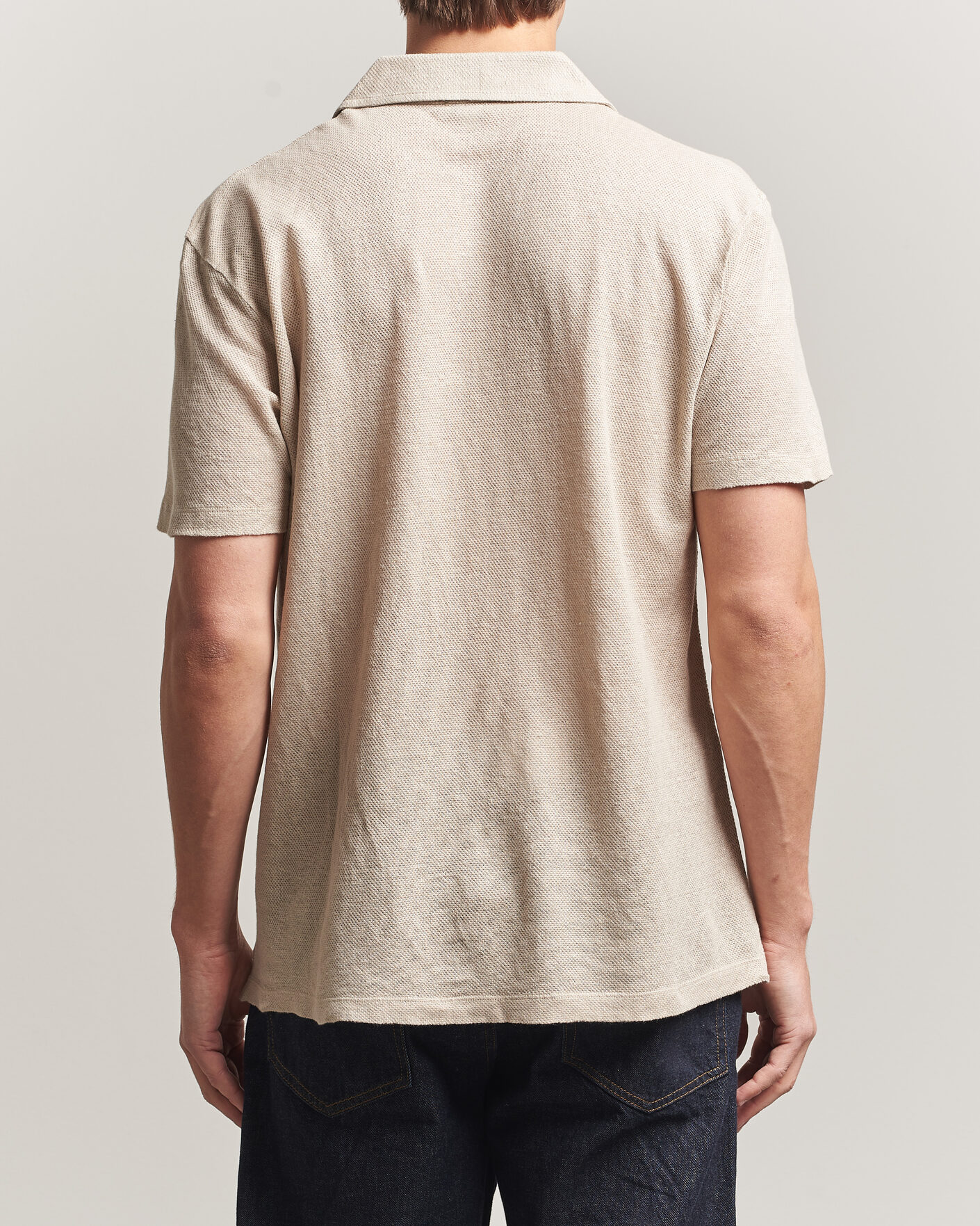 Heren | Polo's | Sunspel | Linen Pique Polo Hazelwood